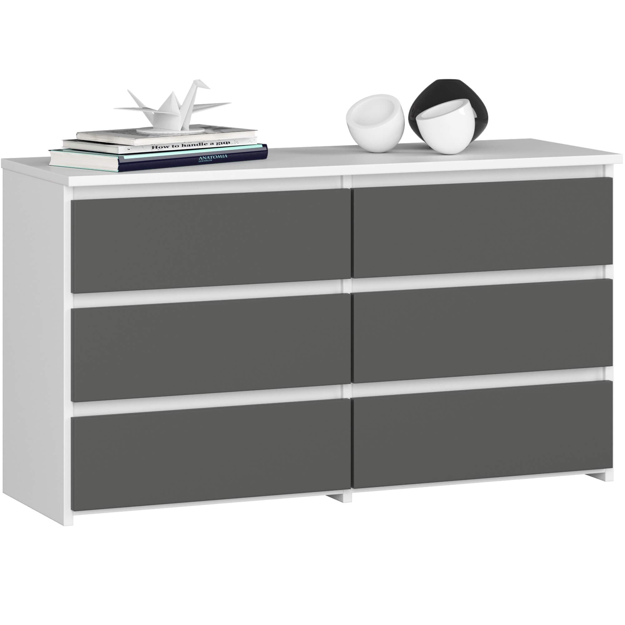 Komoda CL6 100 cm biela/grafitovo sivá