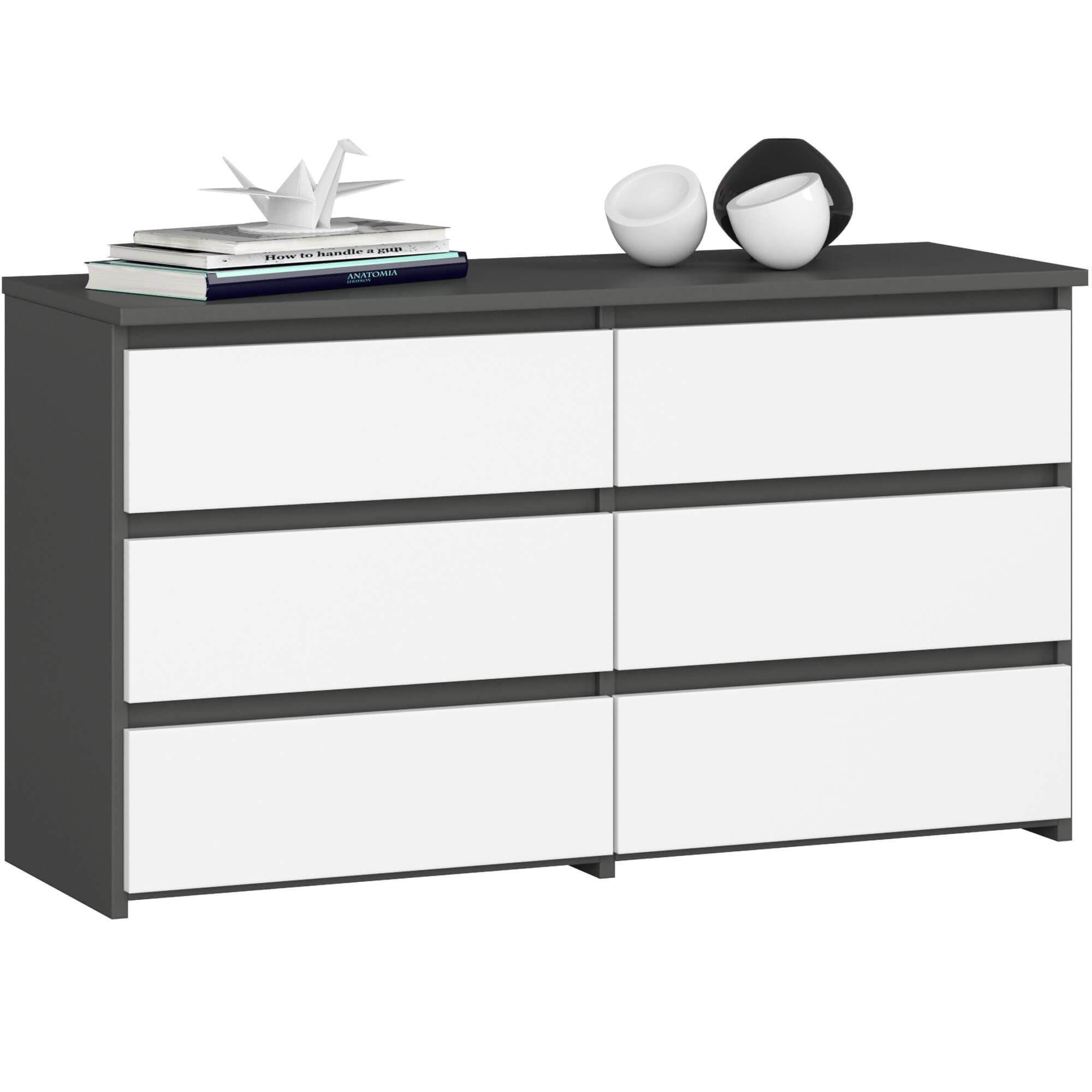 Komoda CL6 100 cm grafitovo šedá/biela