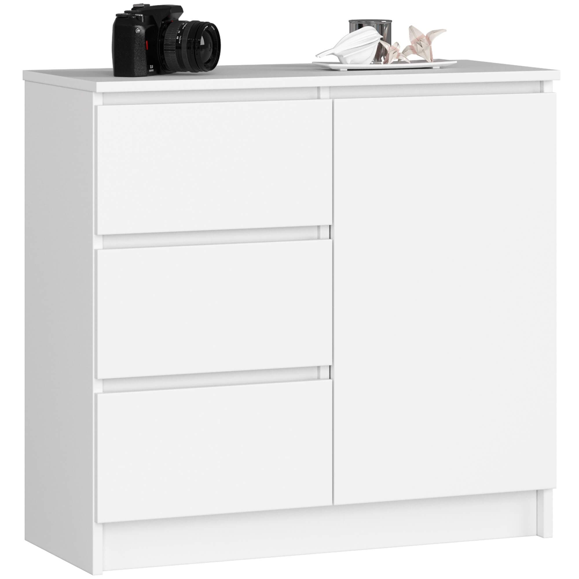 Komoda JERRY K 80 cm 1 dvere 3 zásuvky biela 1