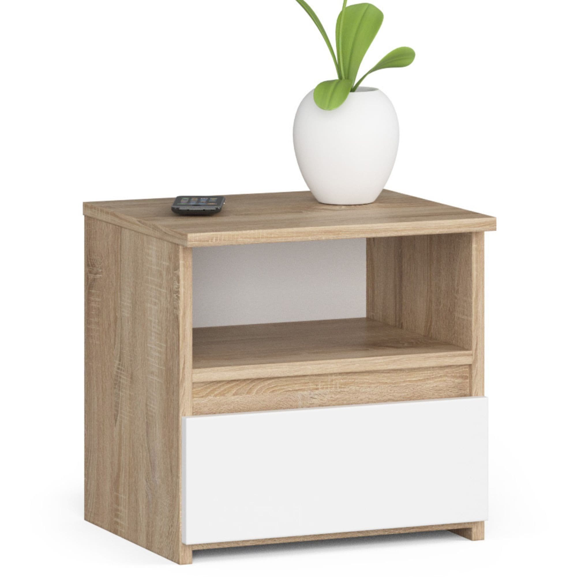 Nočný stolík CL1 40 cm dub sonoma/biely 1
