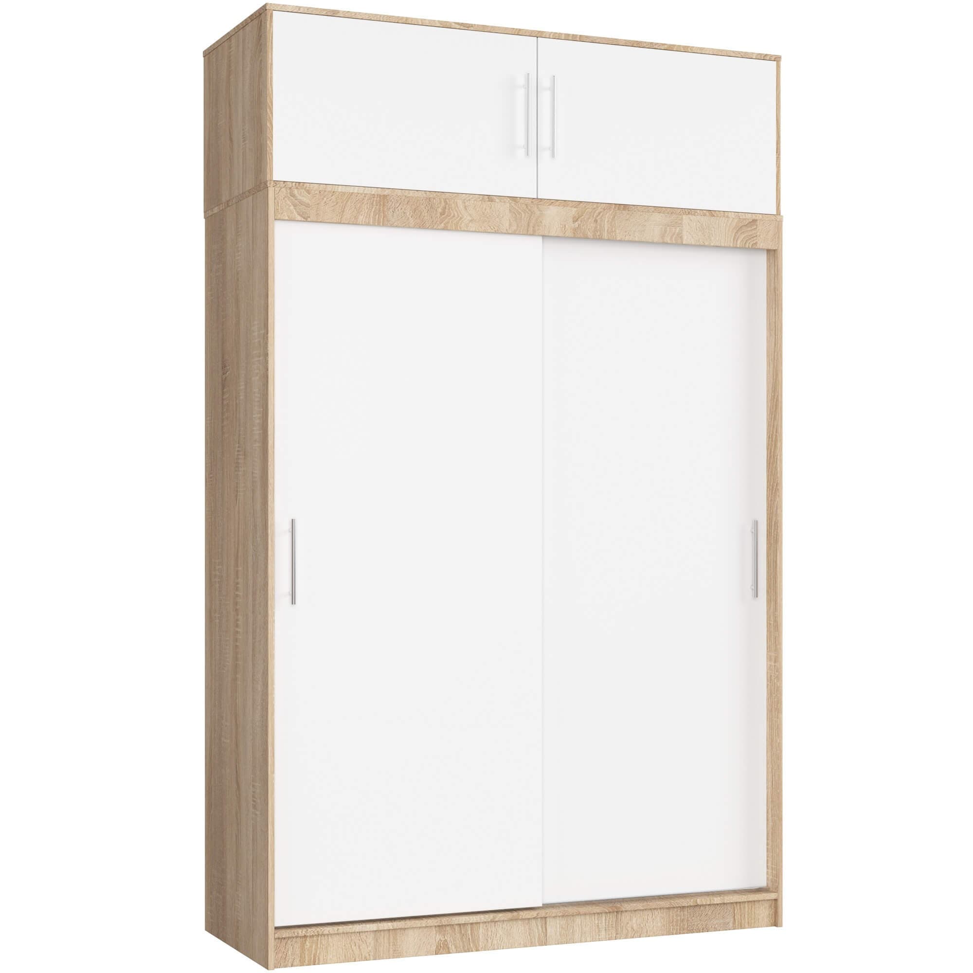 Šatníková skriňa s posuvnými dverami a nadstavcom MONO CLP 150 cm dub sonoma/biela
