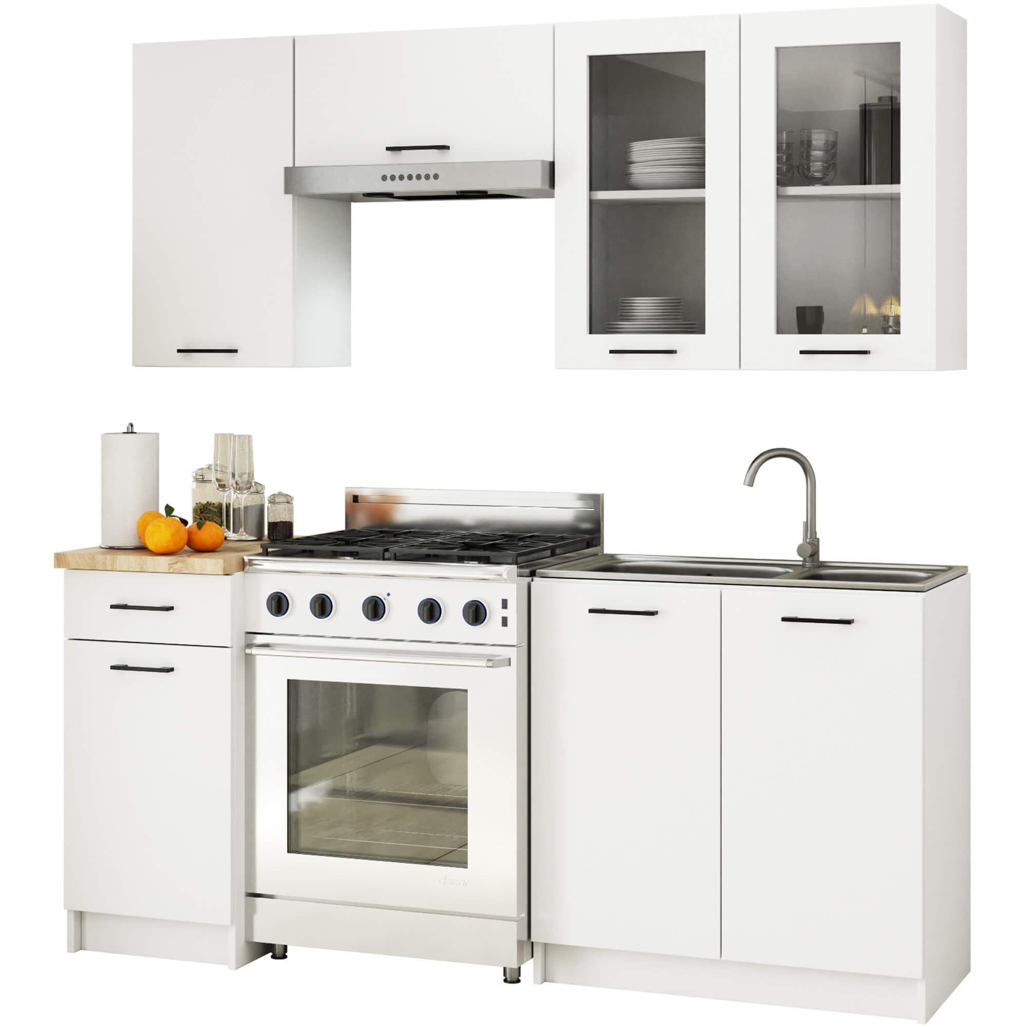 Kuchynská linka Olivie H720 1,8 m presklená biela/dub sonoma