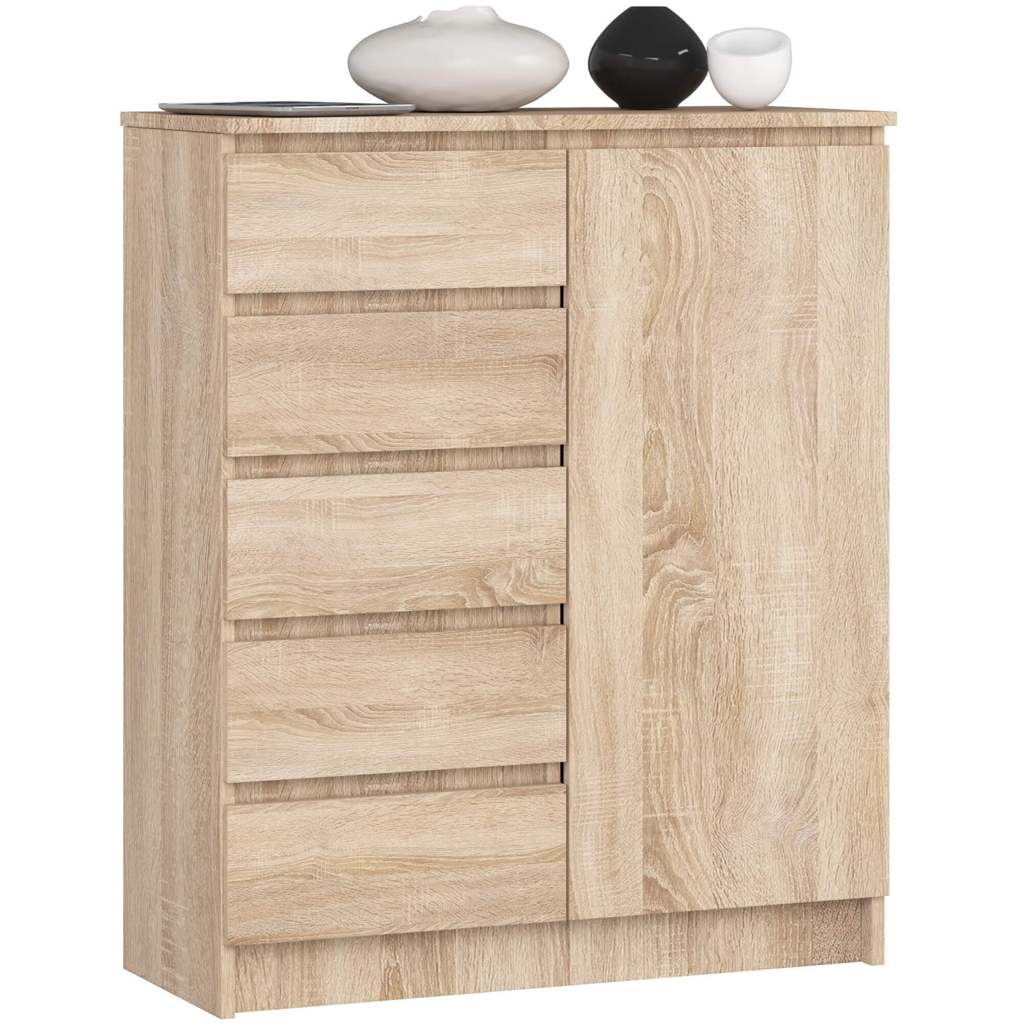 Komoda JERRY 80 cm 1 dvere 5 zásuviek dub sonoma 1