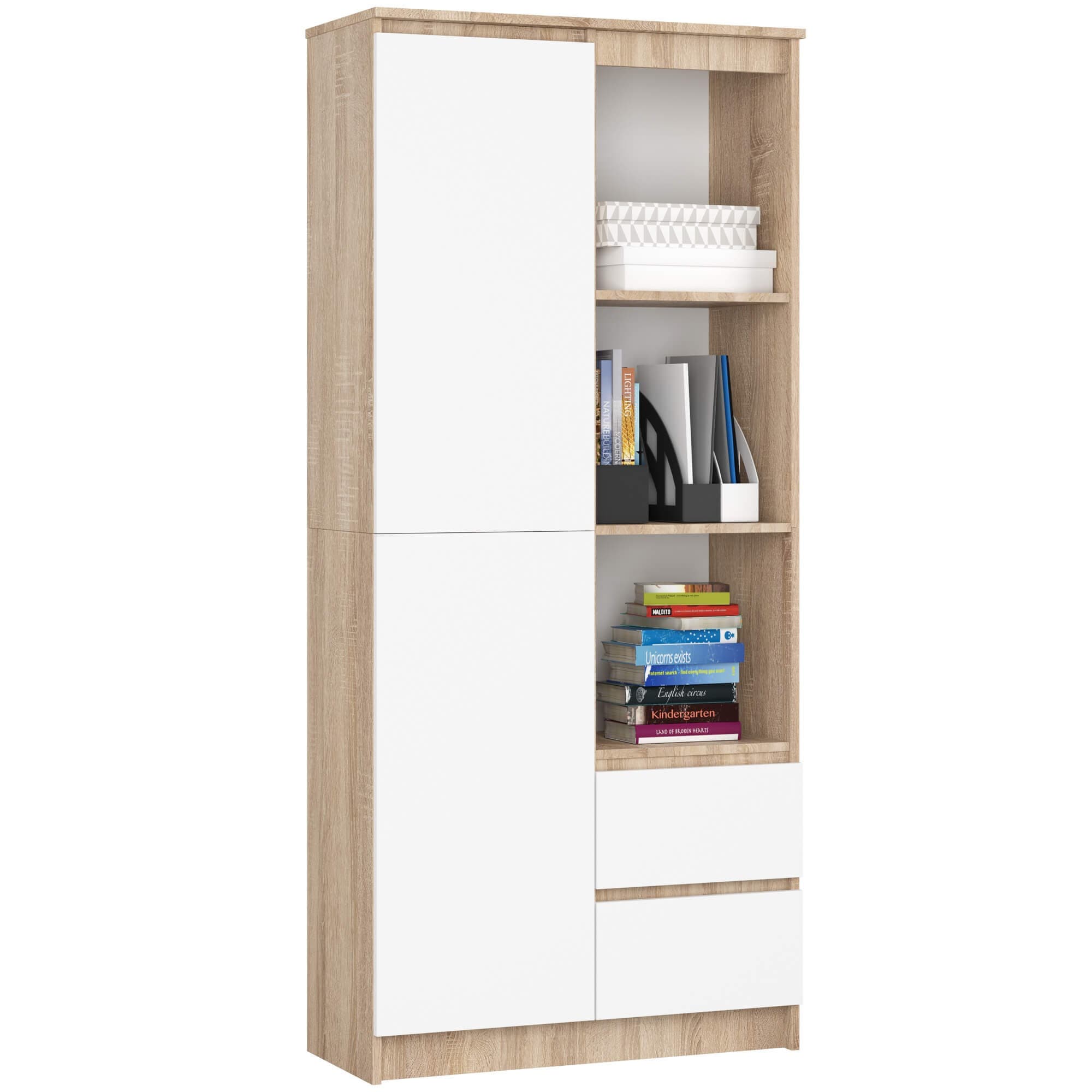 Skriňa Rexa 80 cm dub sonoma/biela 1