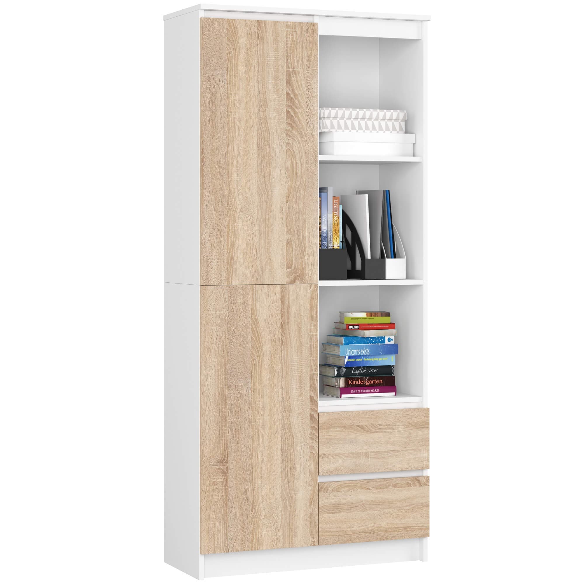 Skriňa Rexa 80 cm biela/dub sonoma