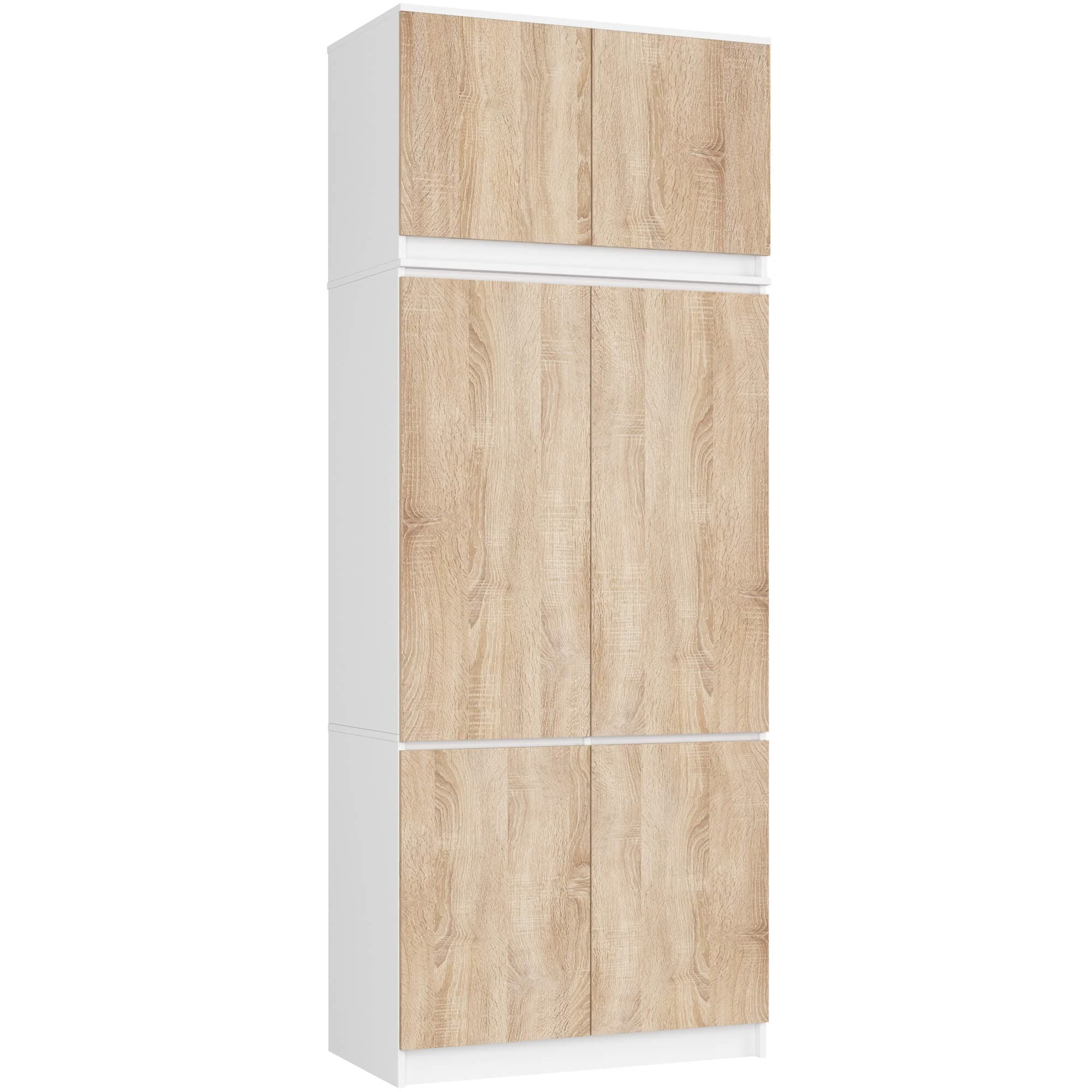 Šatníková skriňa s nadstavcom Star 02 90 cm biela/dub Sonoma 1