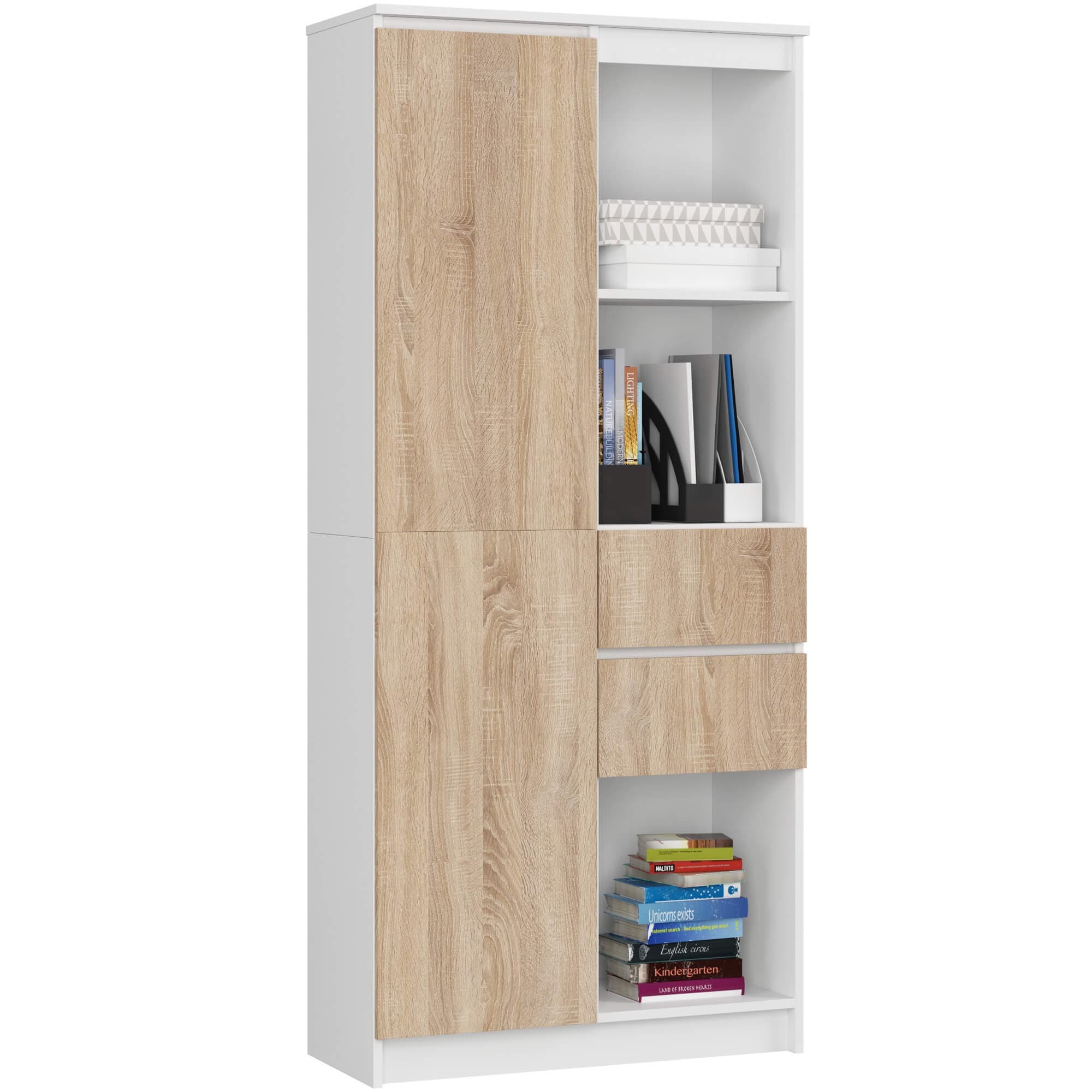 Skriňa Rexa II 80 cm biela/dub sonoma