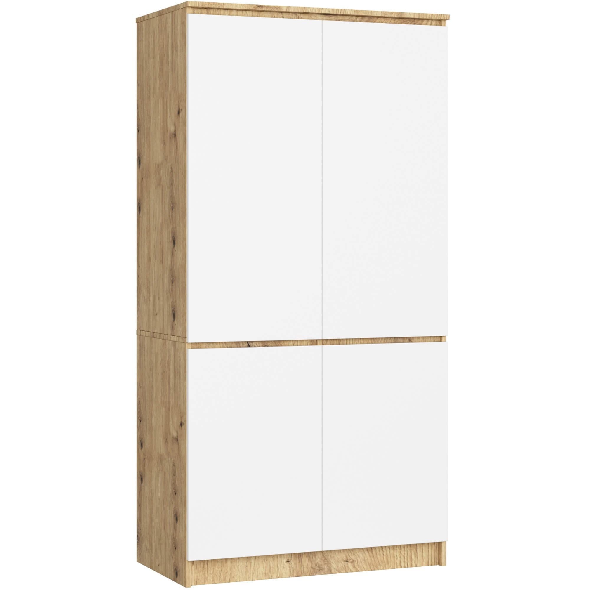 Šatníková skriňa CLP S90/4D dub artisan/biela