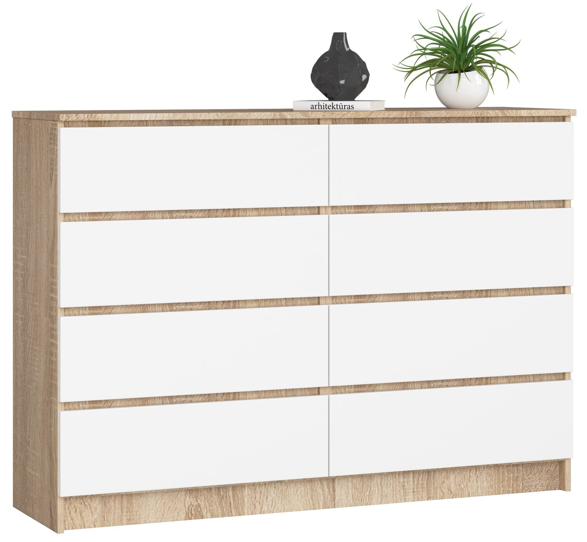 Komoda Rollo X 140 cm dub sonoma/biela