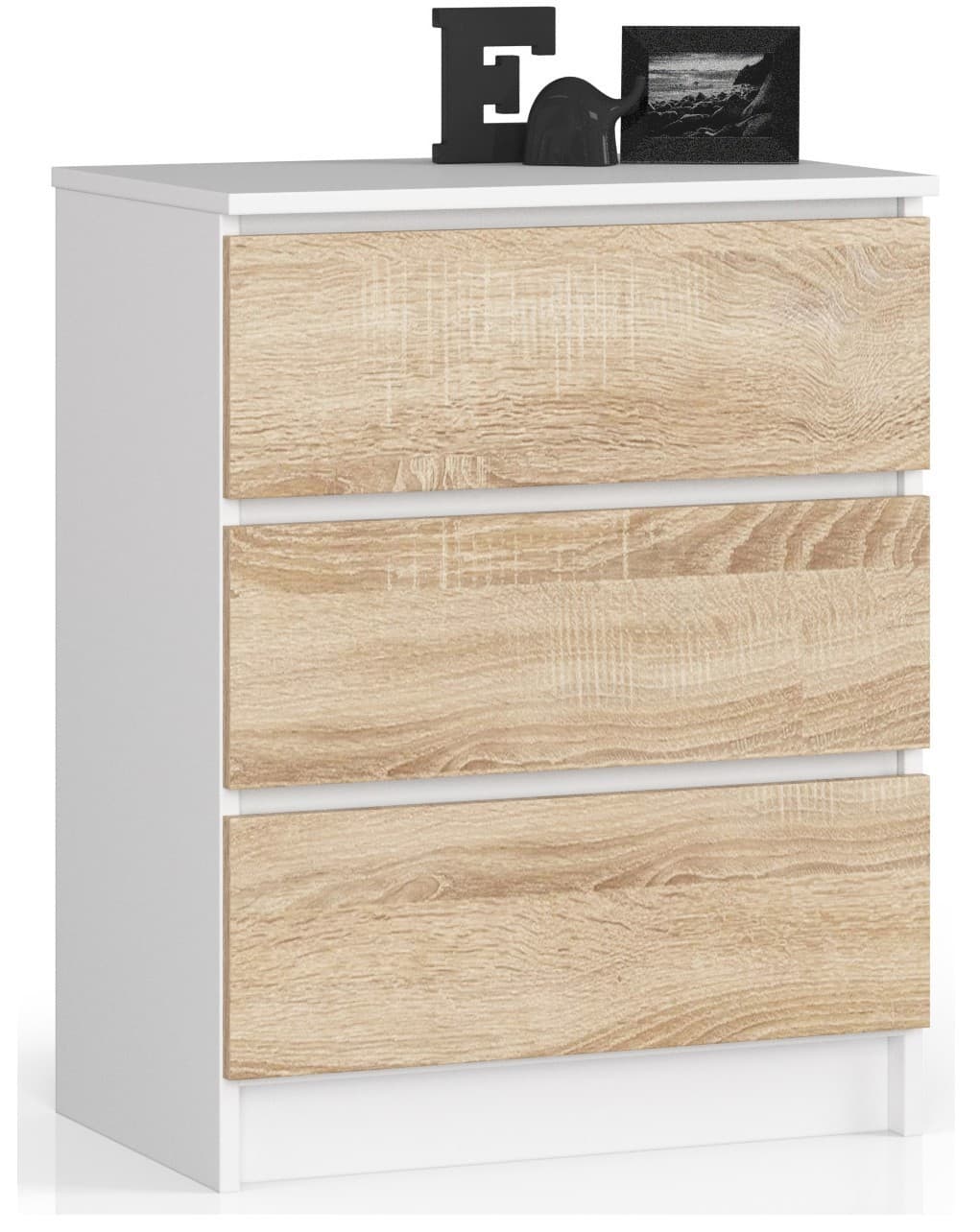 Komoda Kuba 60 cm - 3 zásuvky biela/sonoma