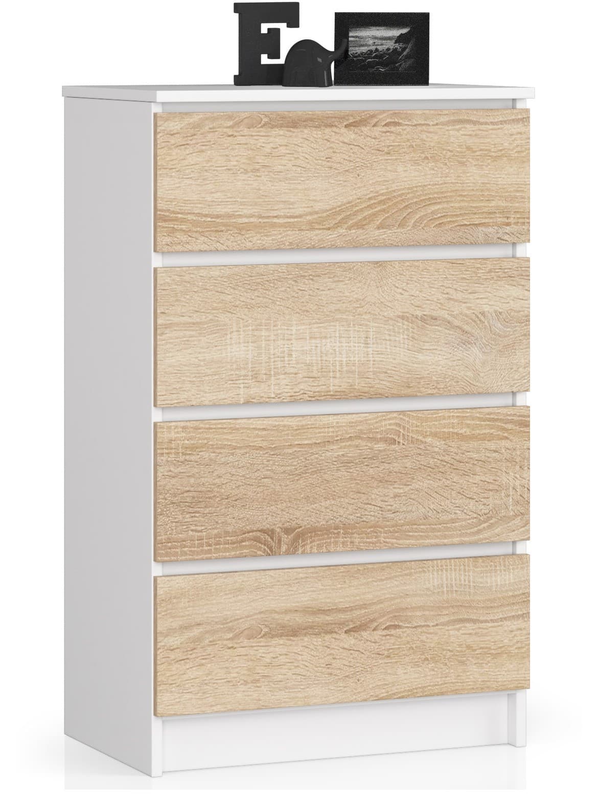 Komoda Kuba 60 cm - 4 zásuvky biela/sonoma