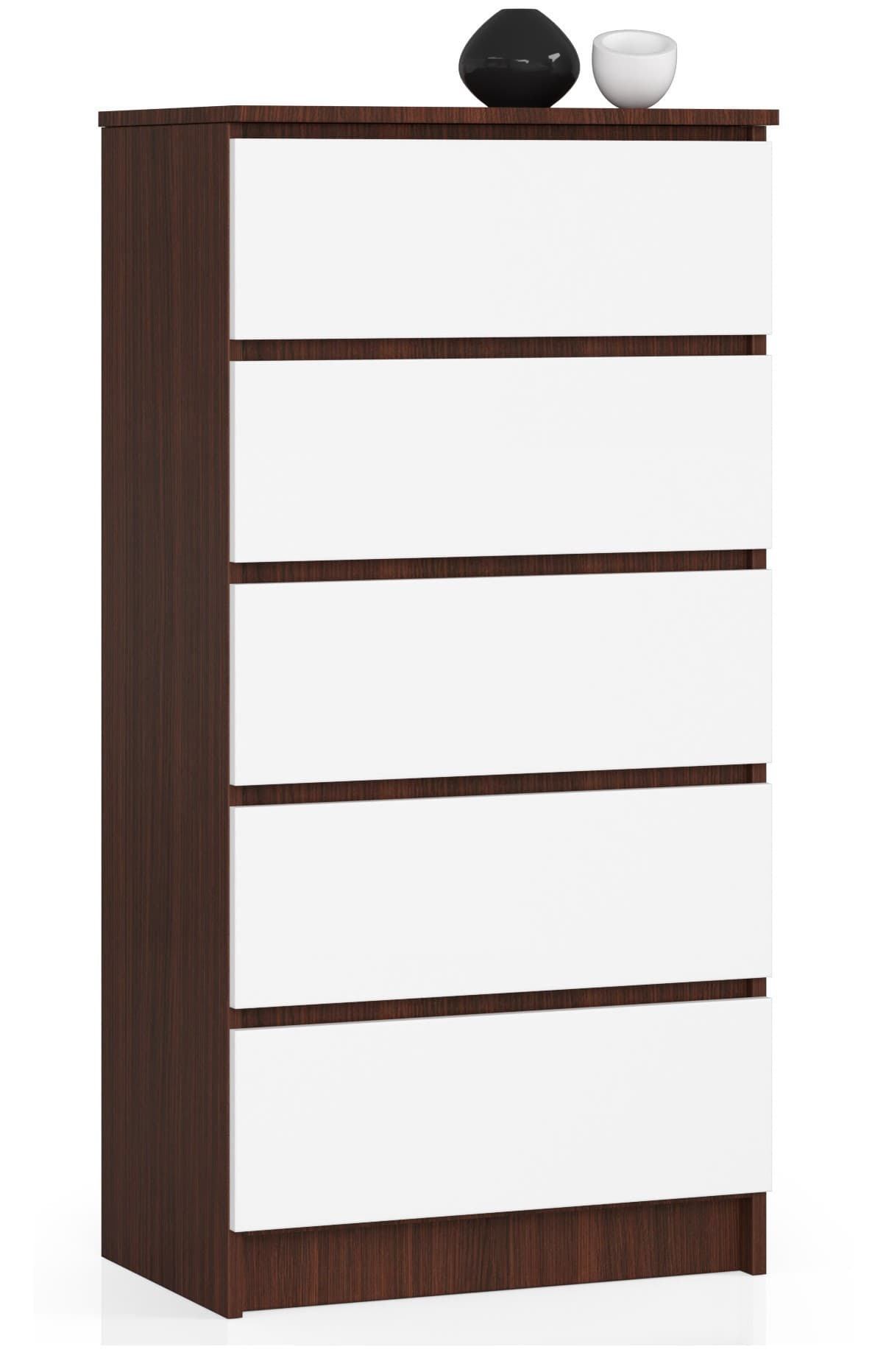 Komoda Kuba 60 cm - 5 zásuviek wenge/biela