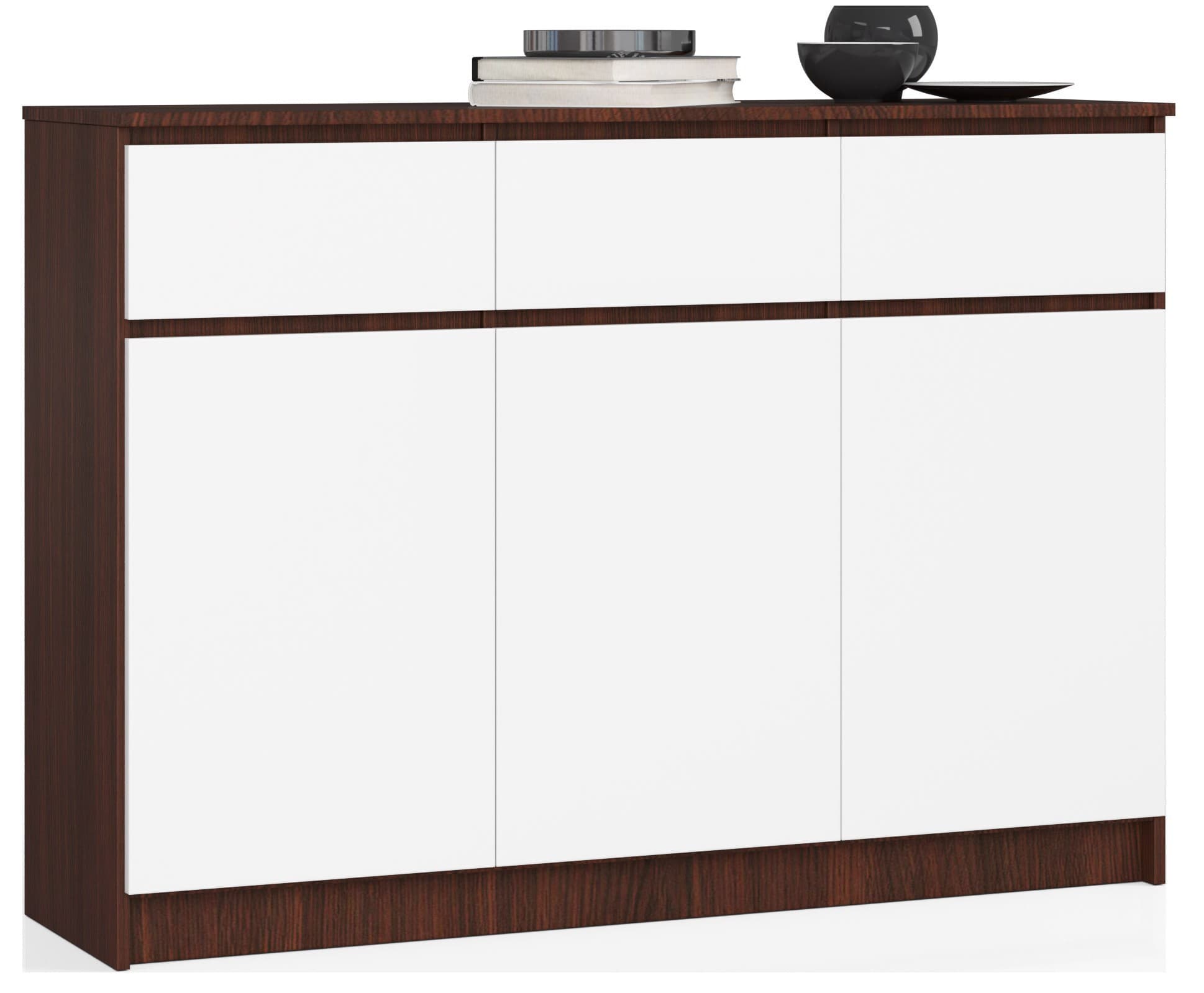 Komoda Karolína 140 cm 3 skrinky a 3 zásuvky wenge/biela