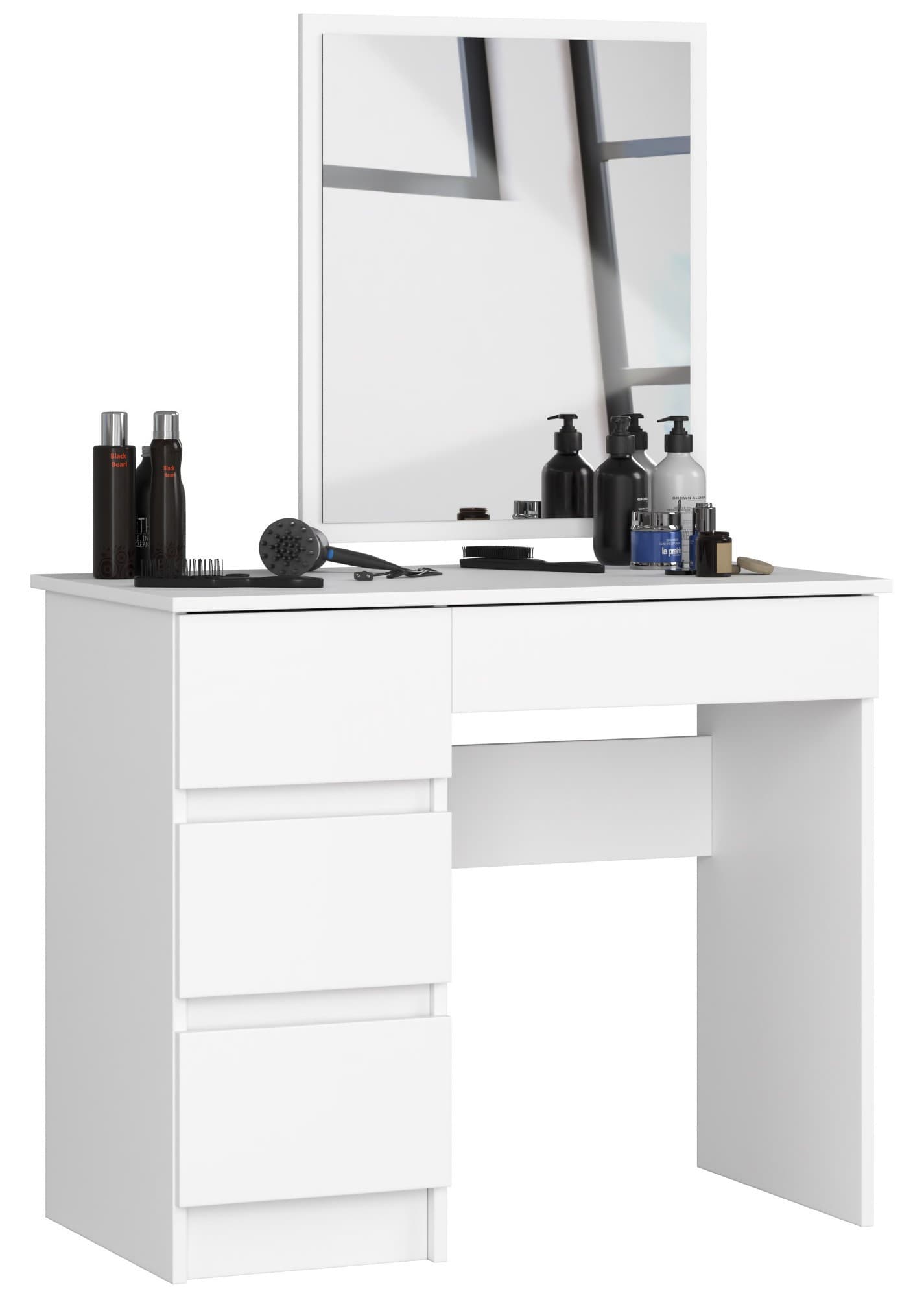 Kozmetický stolík so zrkadlom T-6 90x50 cm biely ľavý 1