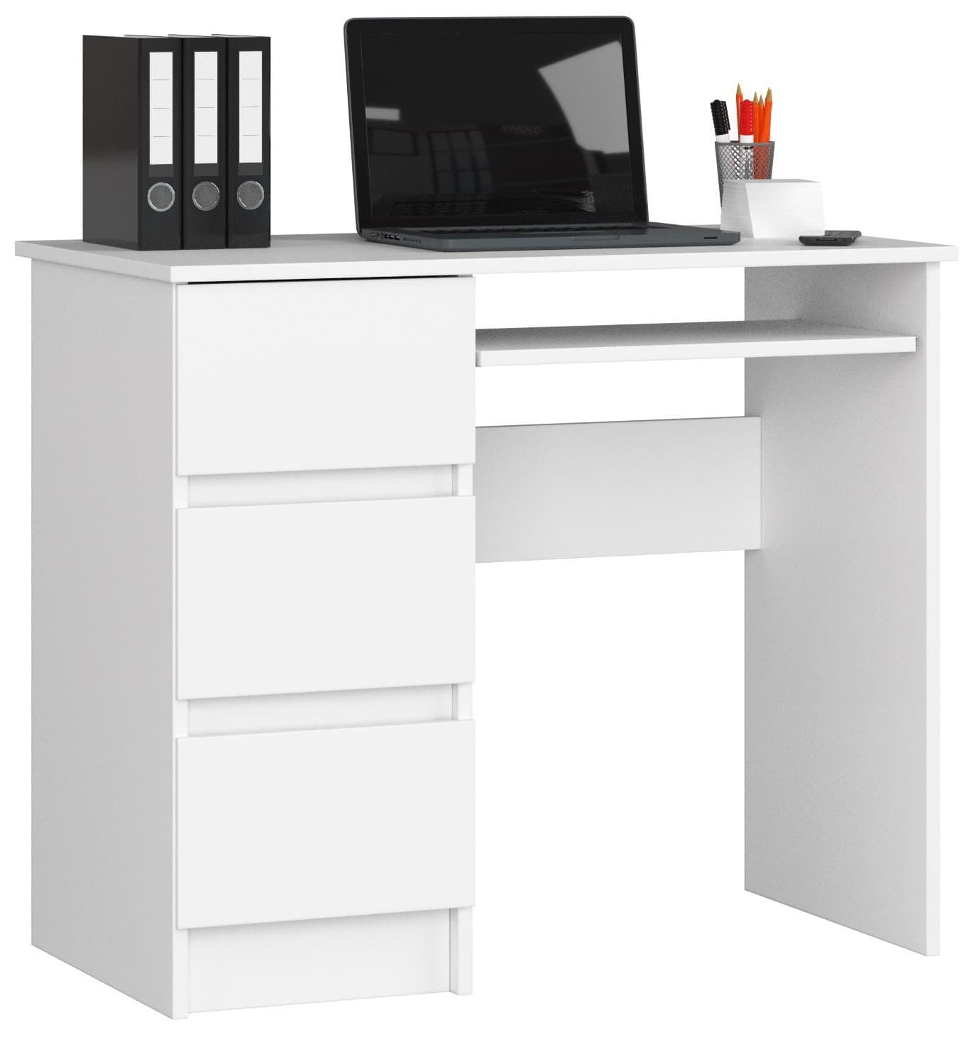 Písací stôl A-6 90 cm biely ľavý 1