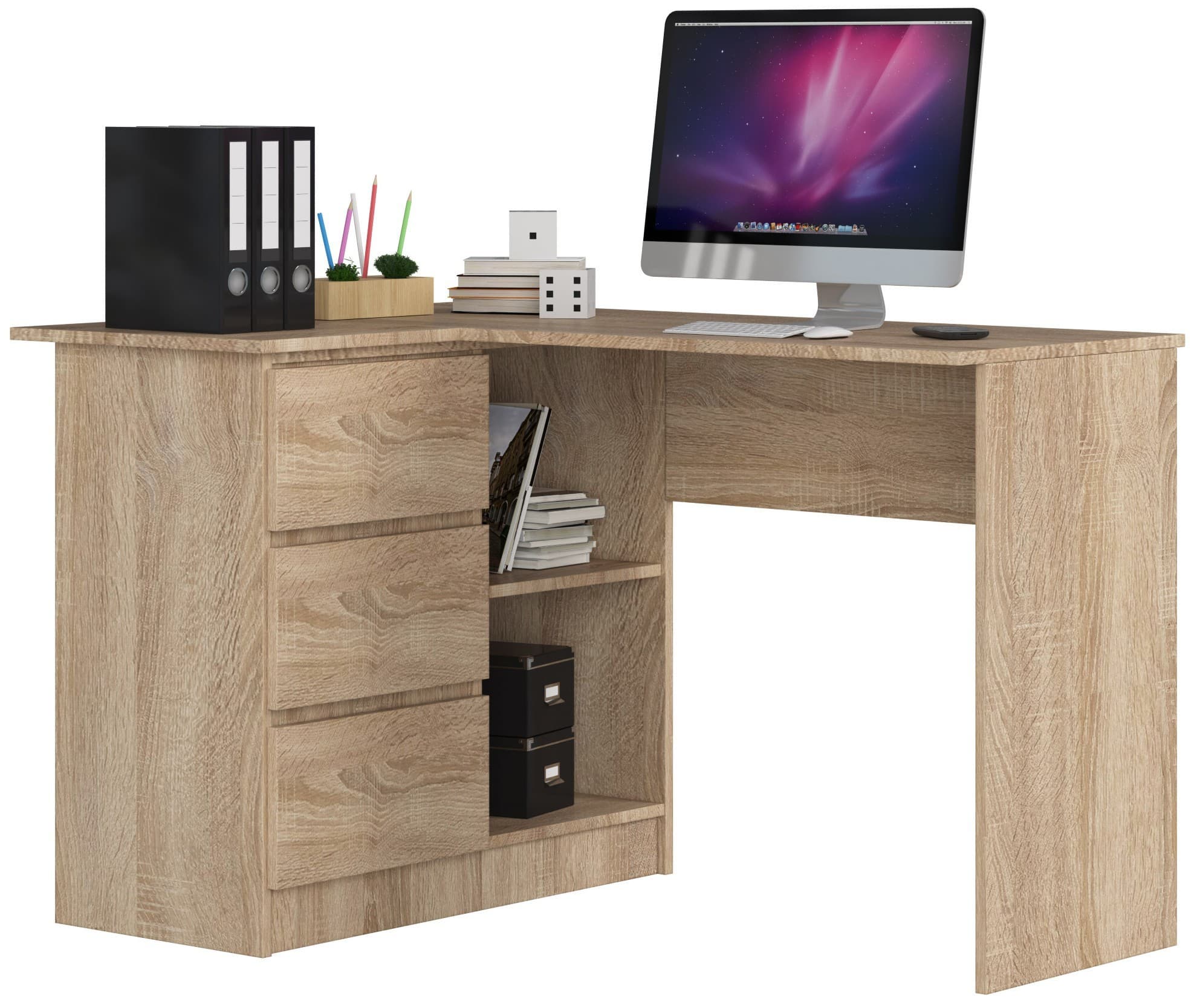 Rohový písací stôl B16 124 cm dub sonoma ľavý 1