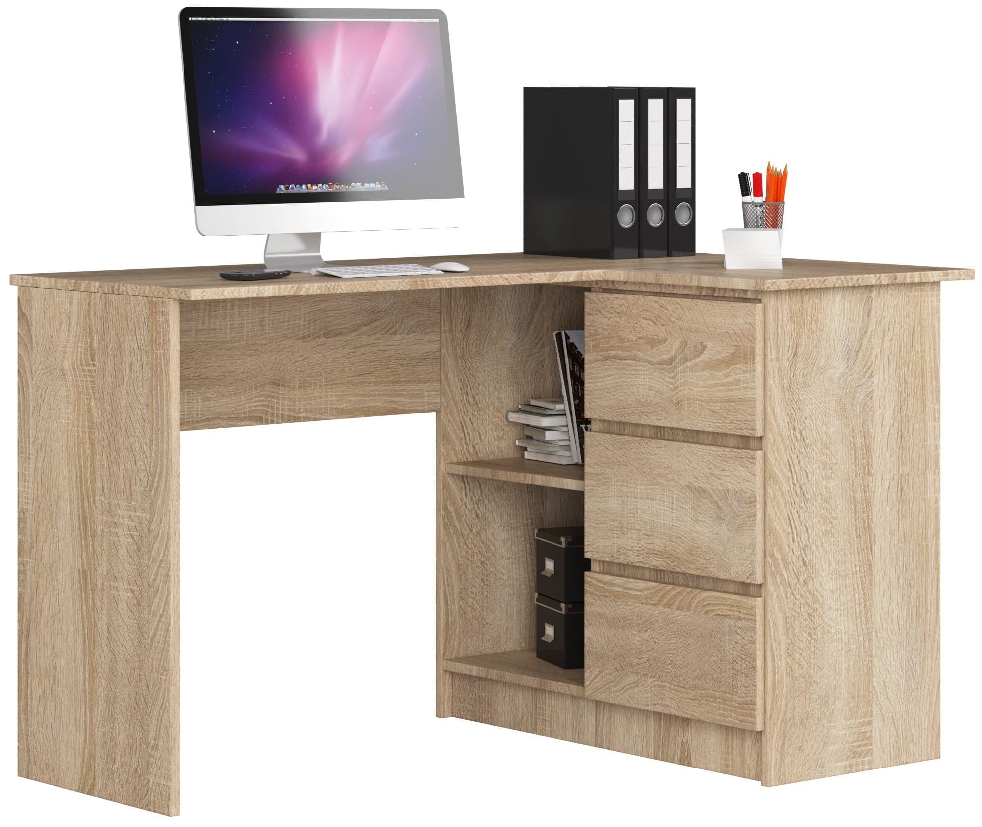 Rohový písací stôl B16 124 cm dub sonoma pravý 1
