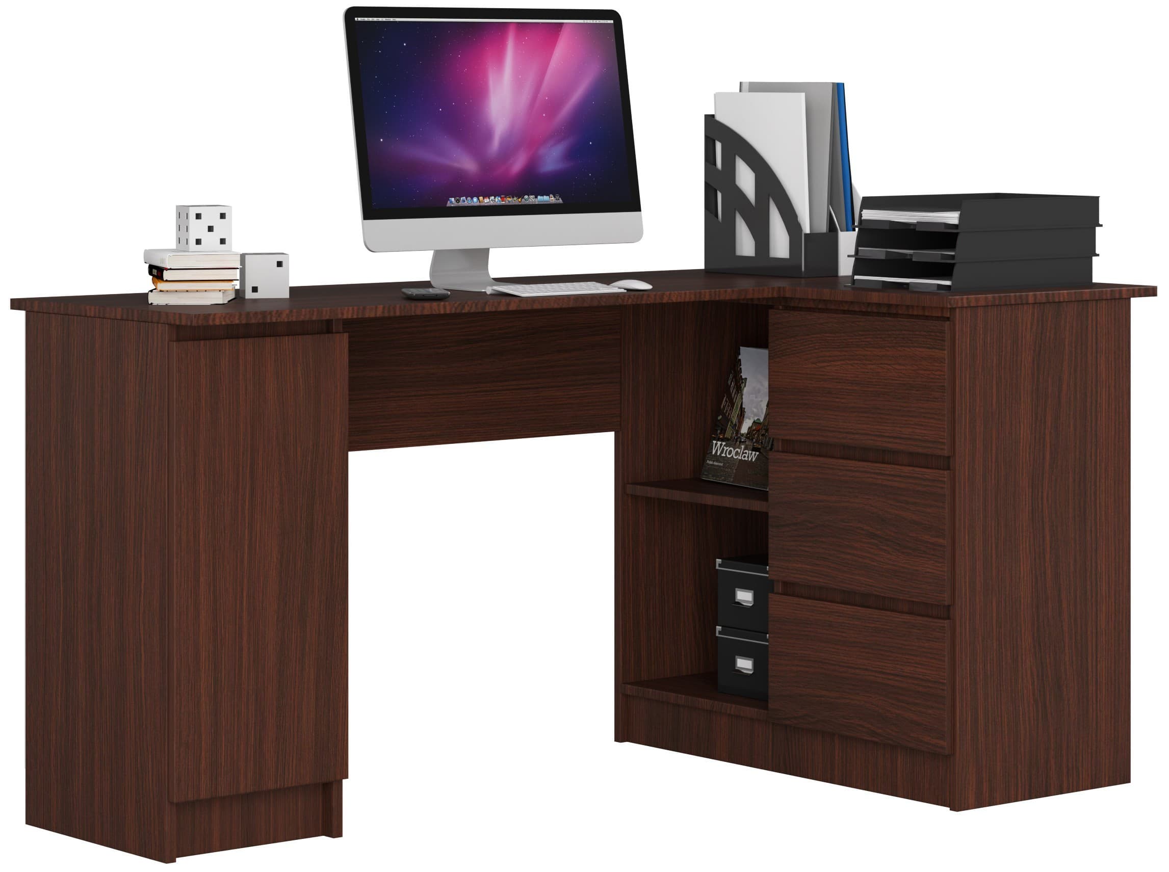 Rohový písací stôl B20 155 cm wenge pravý 1