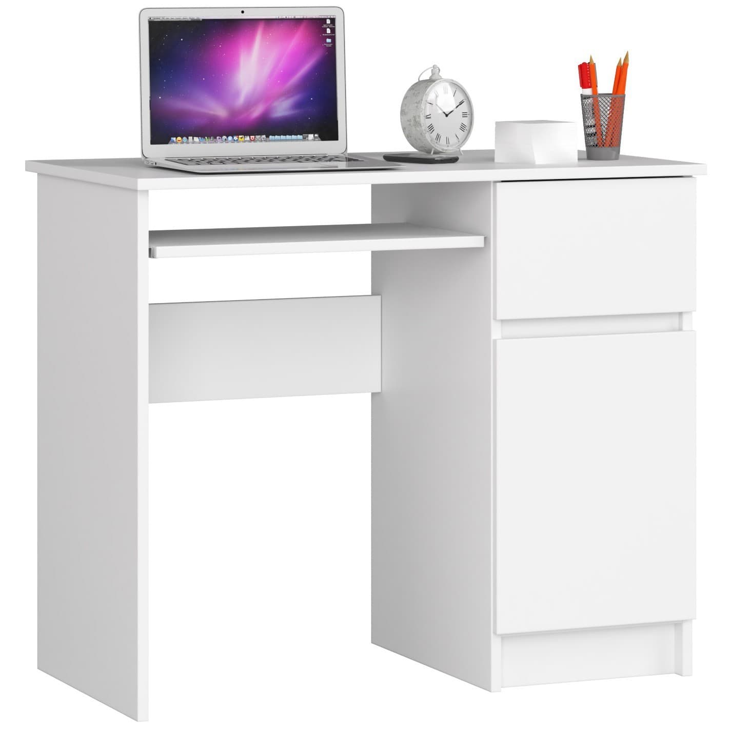 Písací stôl PIKSEL 90 cm biely pravý