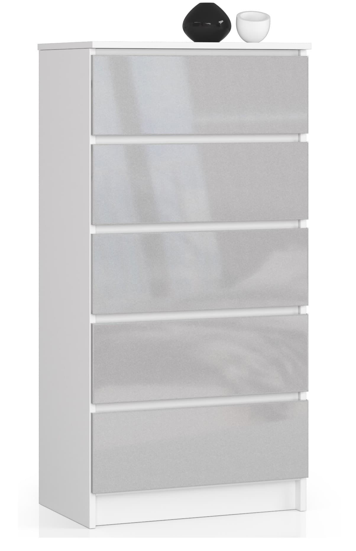 Komoda Kuba 60 cm - 5 zásuviek biela/sivá 1