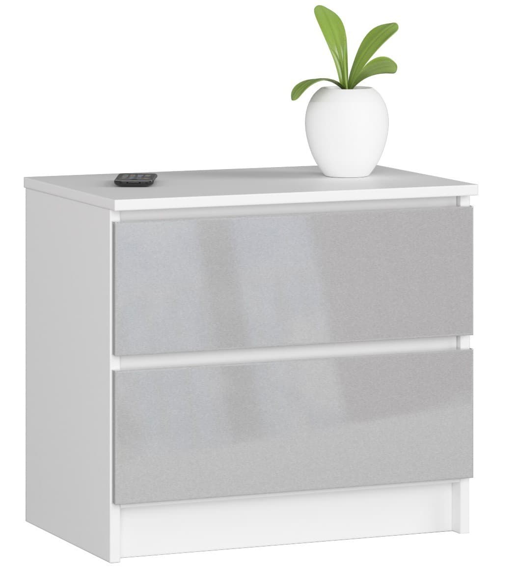 Komoda Liv 60 cm biela/sivá lesklá