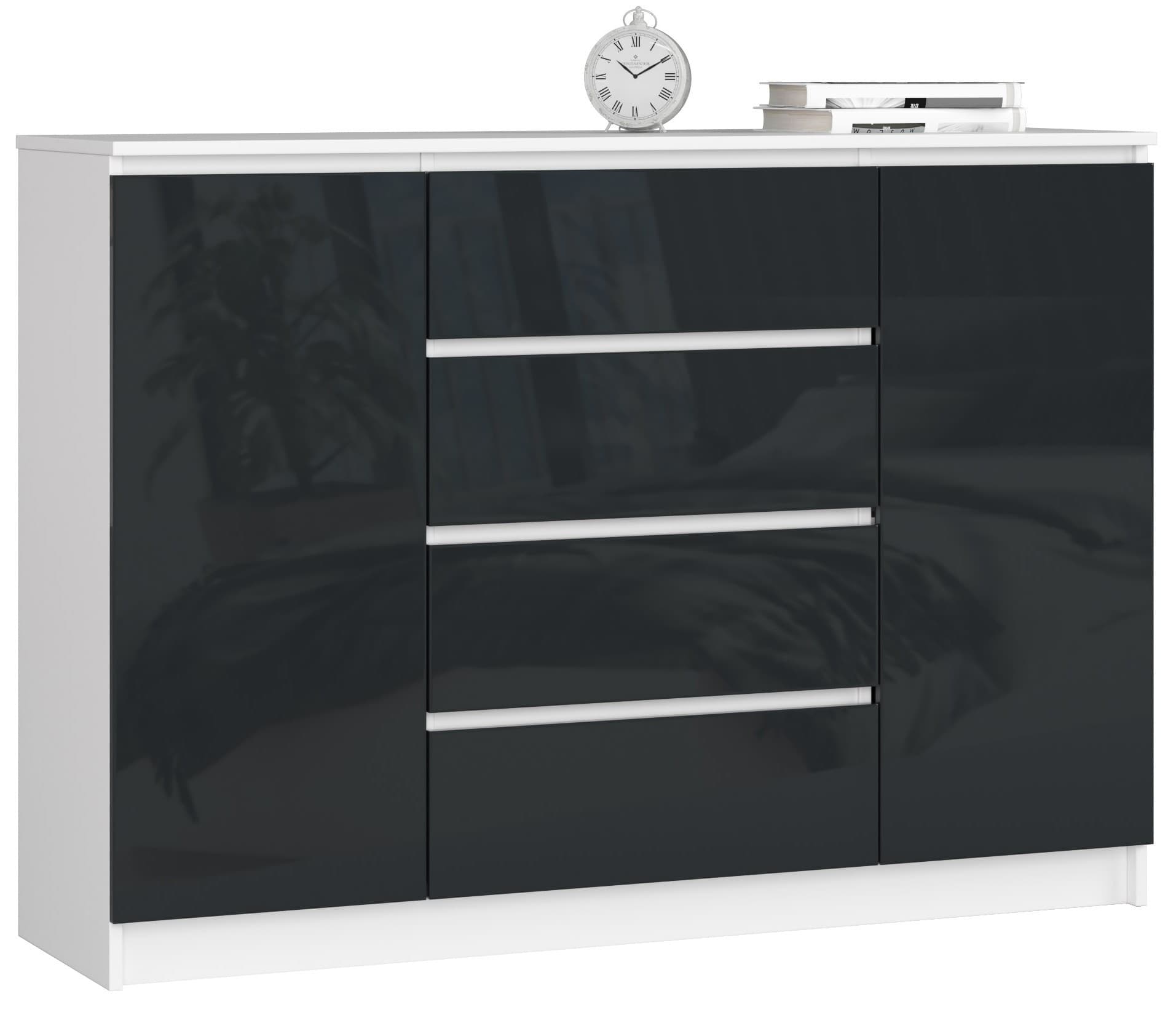 Komoda Rollo Z 140 cm grafit lesk/biela 1