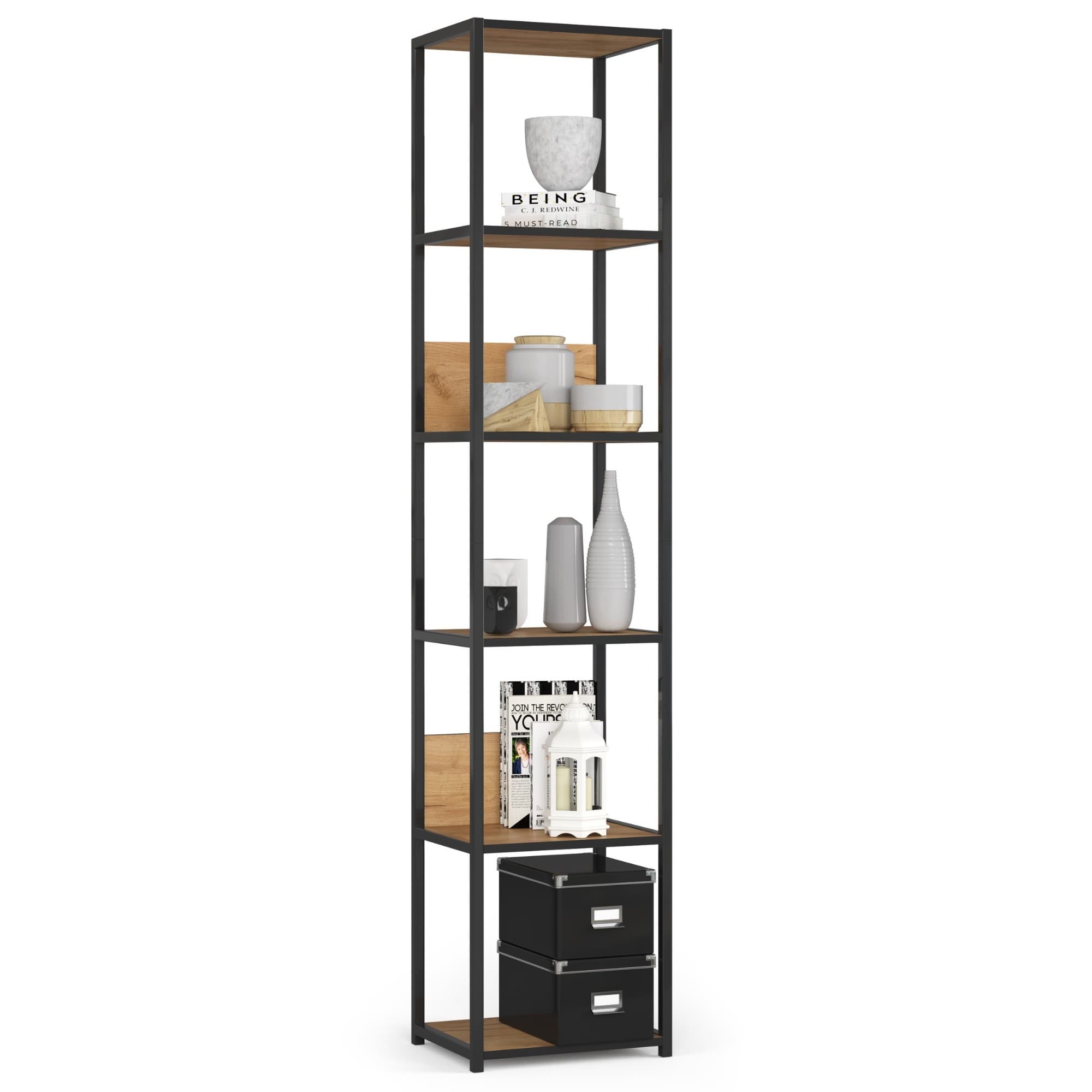 Industriálny regál Lamon 40 cm čierny/dub craft 1