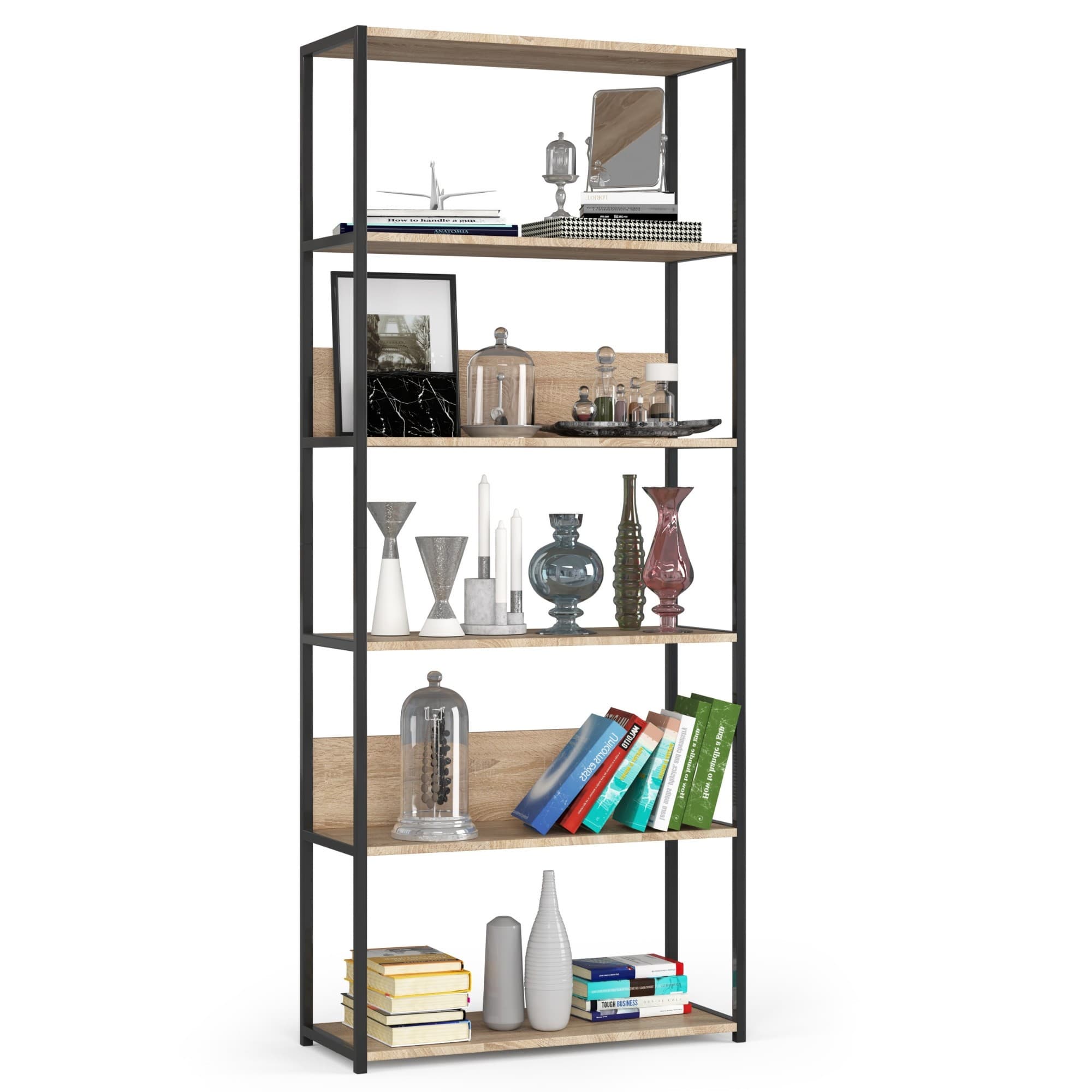 Industriálny regál Lamon 80 cm čierny/dub sonoma 1