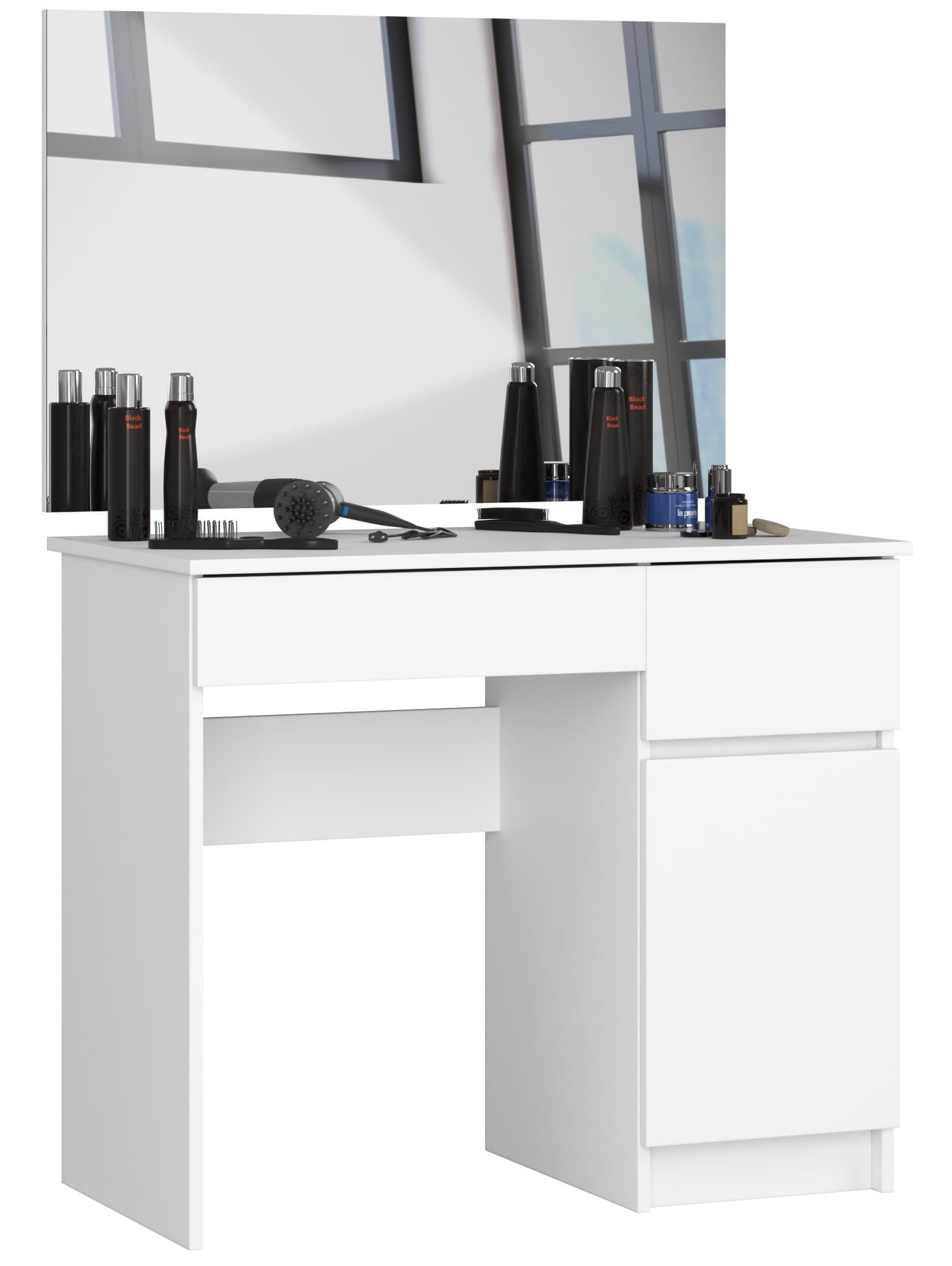 Kozmetický stolík so zrkadlom P-2 90x50 cm biely pravý