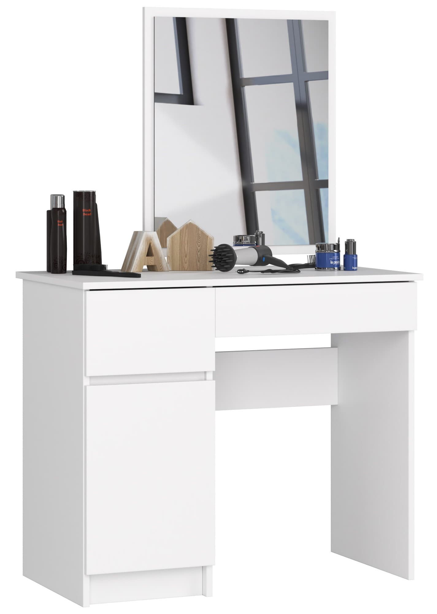Kozmetický stolík so zrkadlom P-2 II 90x50 cm biely ľavý 1