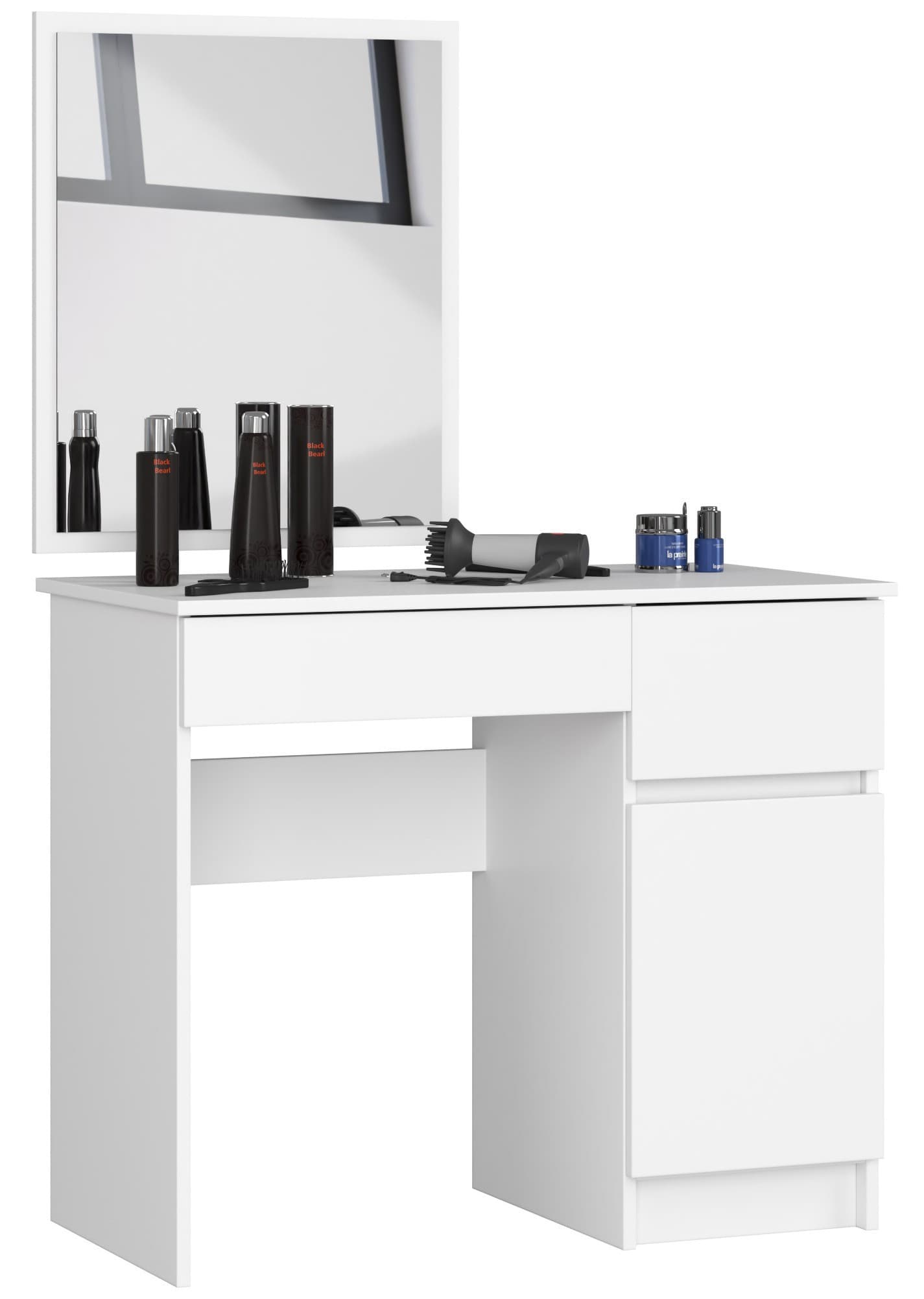 Kozmetický stolík so zrkadlom P-2 II 90x50 cm biely pravý