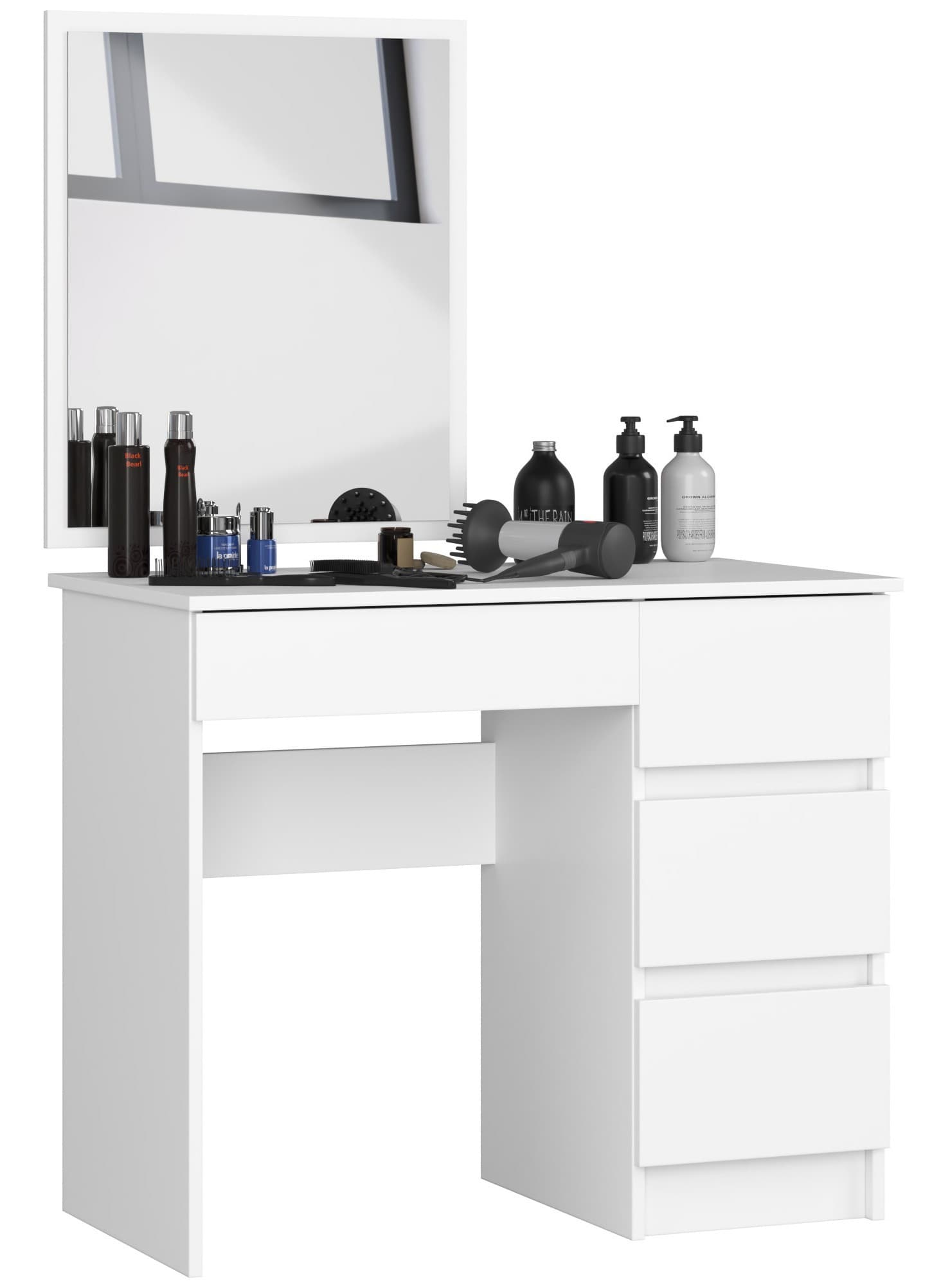 Kozmetický stolík so zrkadlom T-6 90x50 cm biely pravý 1