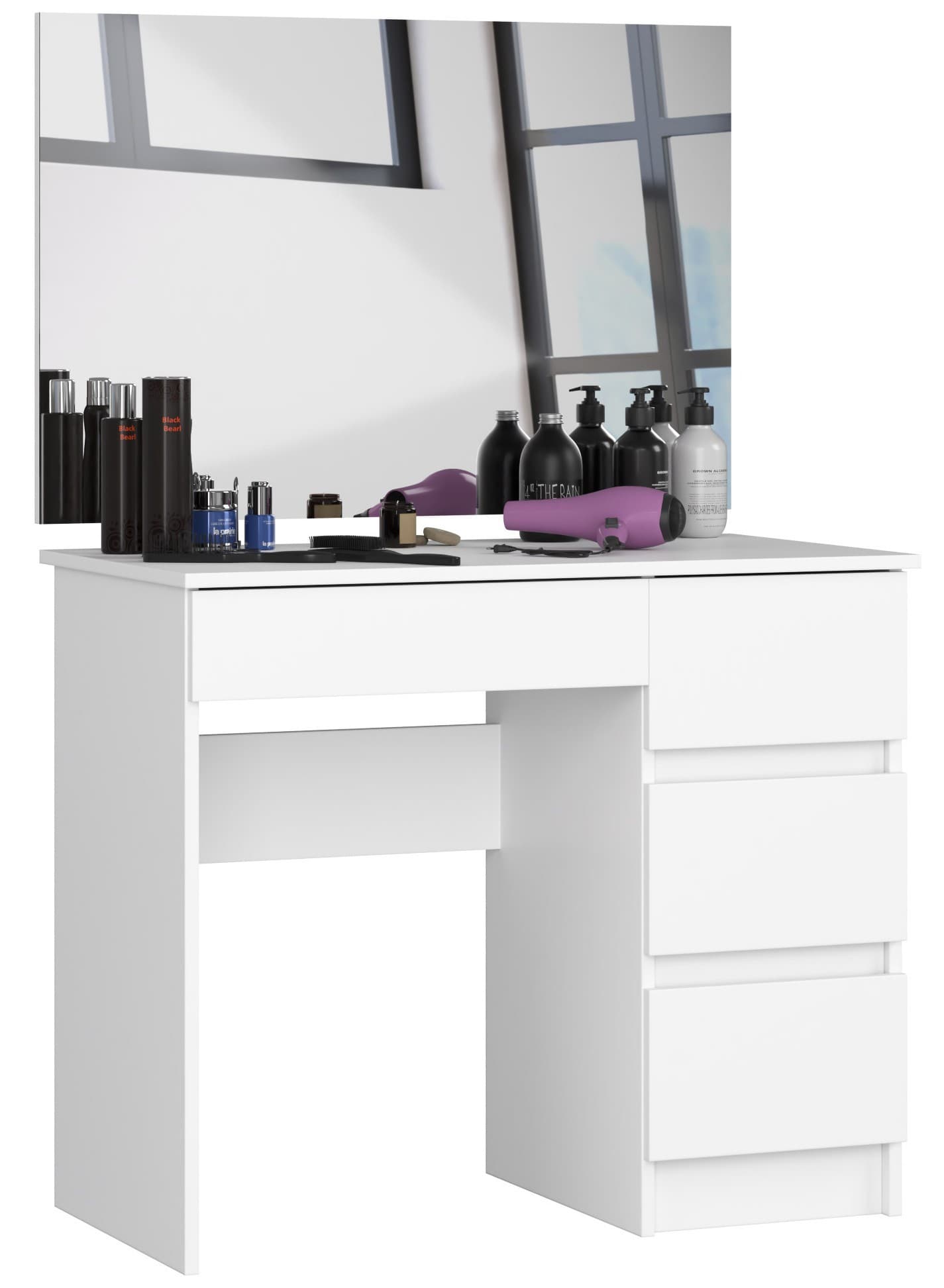 Kozmetický stolík so zrkadlom T-6 I 90x50 cm biely pravý 1