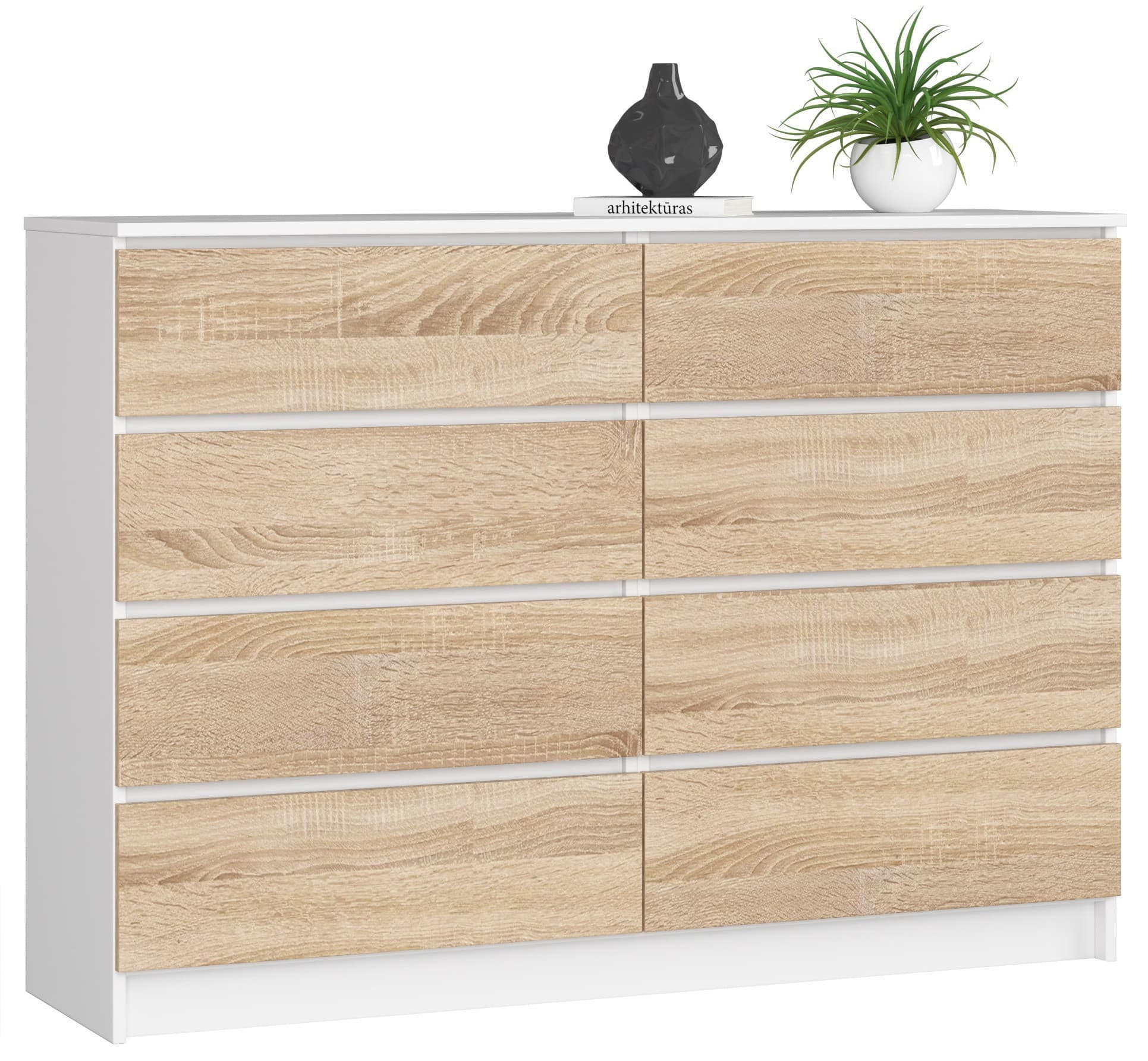 Komoda Rollo X 140 cm biela/dub sonoma 1