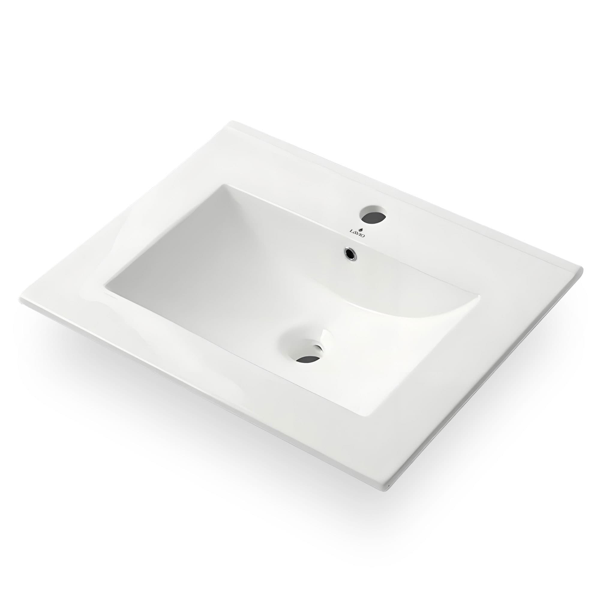 Zápustné keramické umývadlo Nordis 61 cm lesklé biele