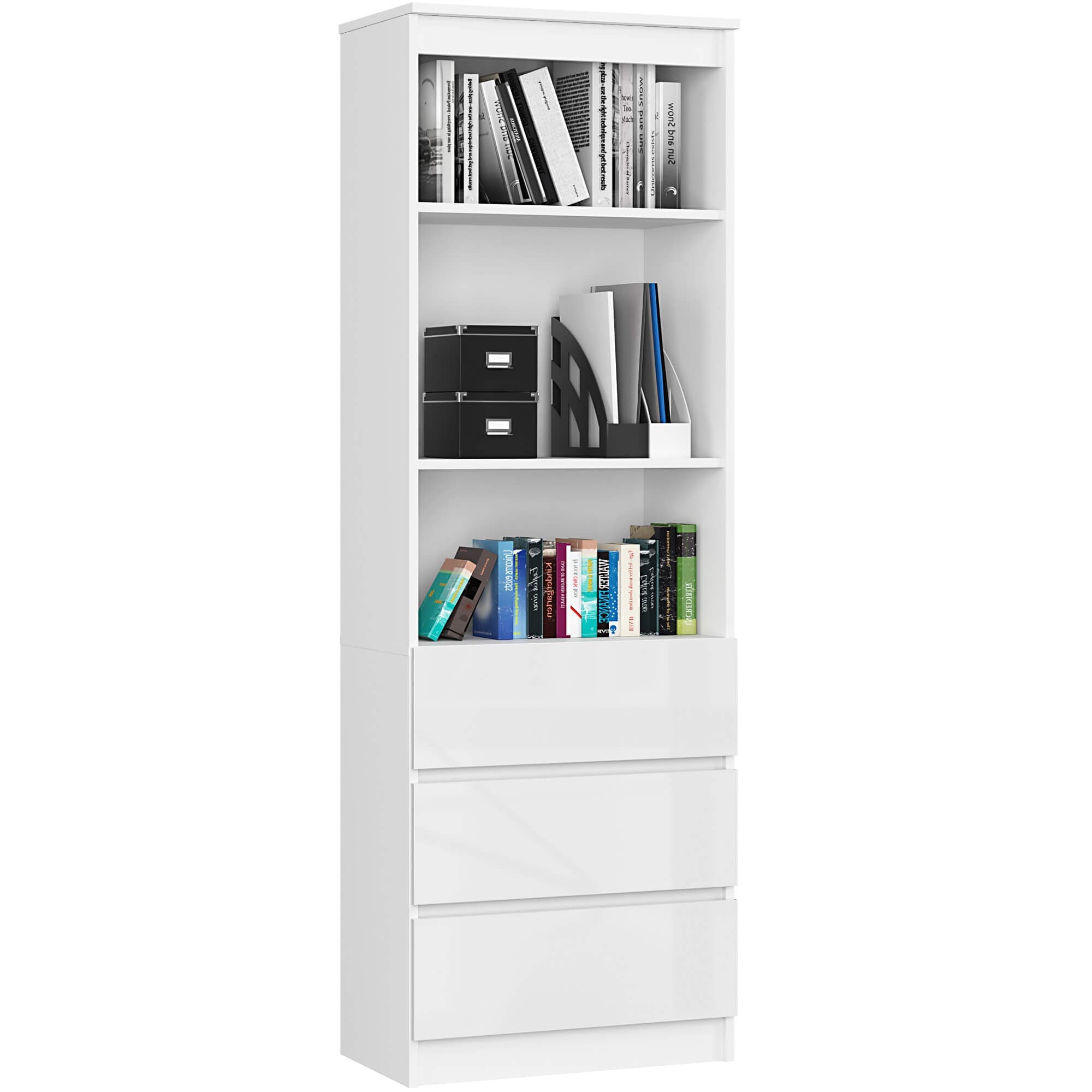 Knižnica Star 60 cm biely mat/biely lesk