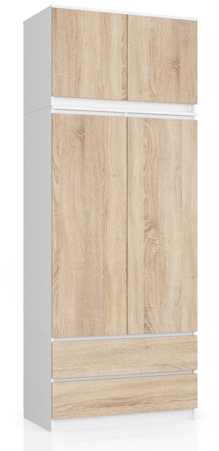 Šatníková skriňa s nadstavcom Star 90 cm biela/dub sonoma 1