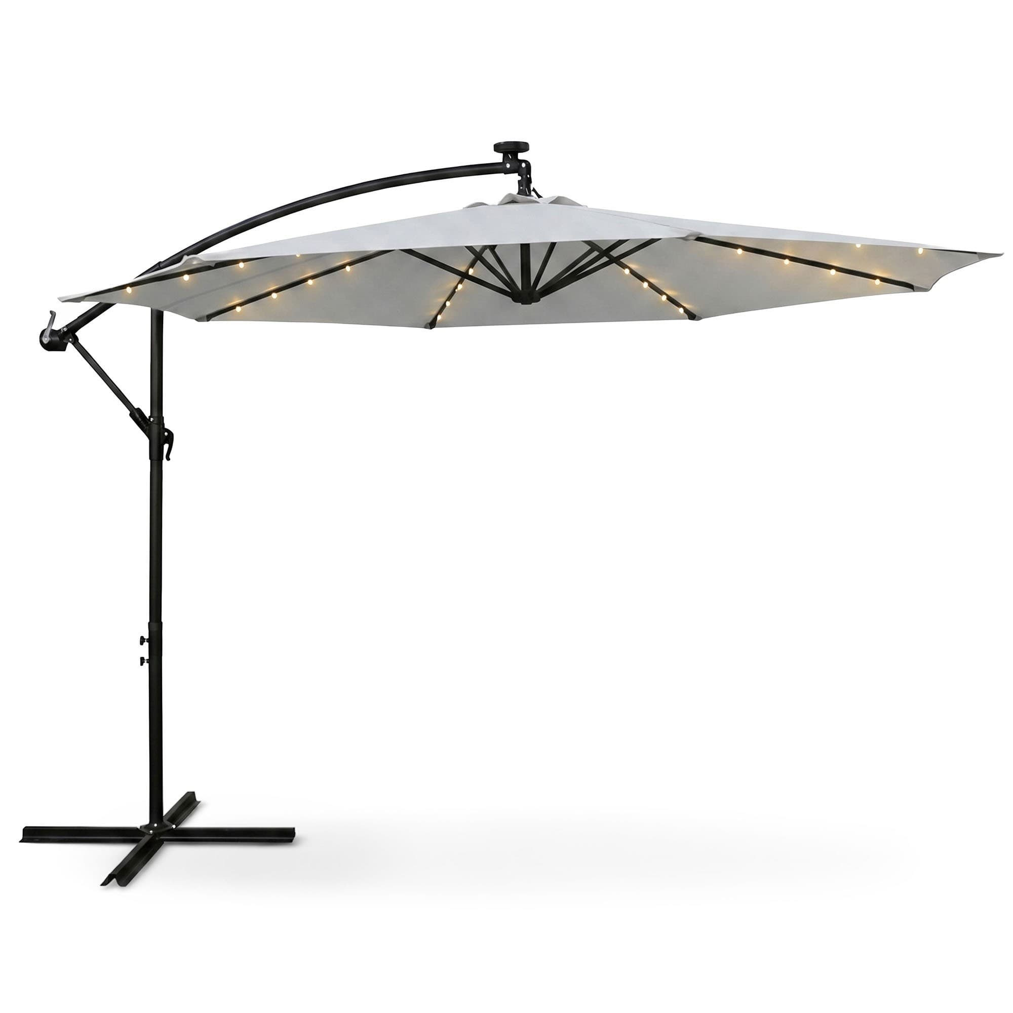 Záhradný slnečník MILIN s LED osvetlením 300 cm svetlosivý