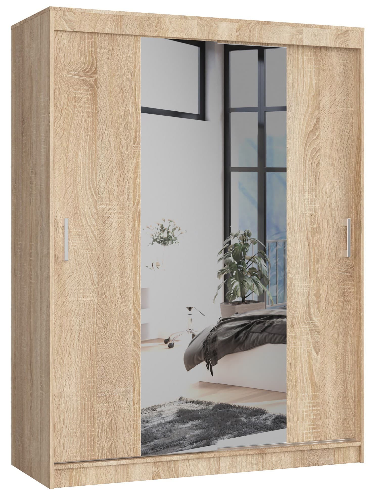 Šatníková skriňa so zrkadlom Reton 150 cm dub sonoma 1
