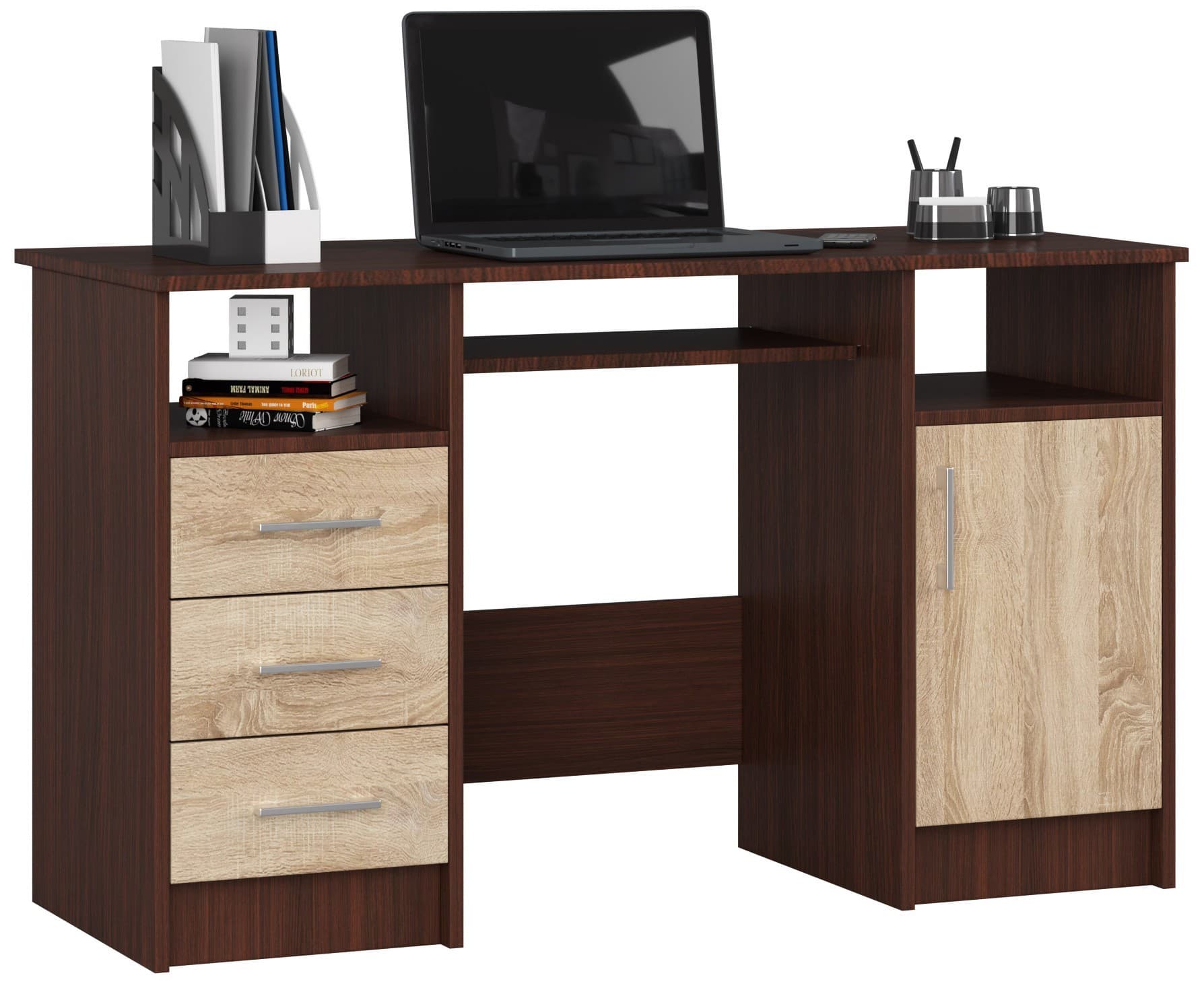 Volně stojící psací stůl Ana 124 cm wenge/dub sonoma 1