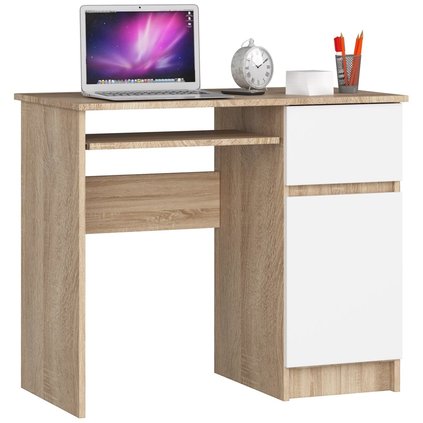 Písací stôl PIKSEL 90 cm dub sonoma/biely pravý