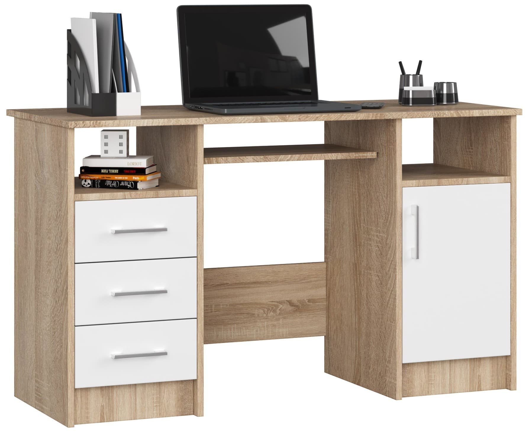 Volně stojící psací stůl Ana 124 cm dub sonoma/bílý 1