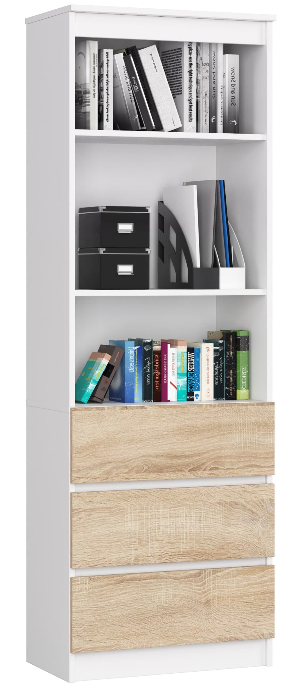 Knižnica Star 60 cm biela/dub sonoma