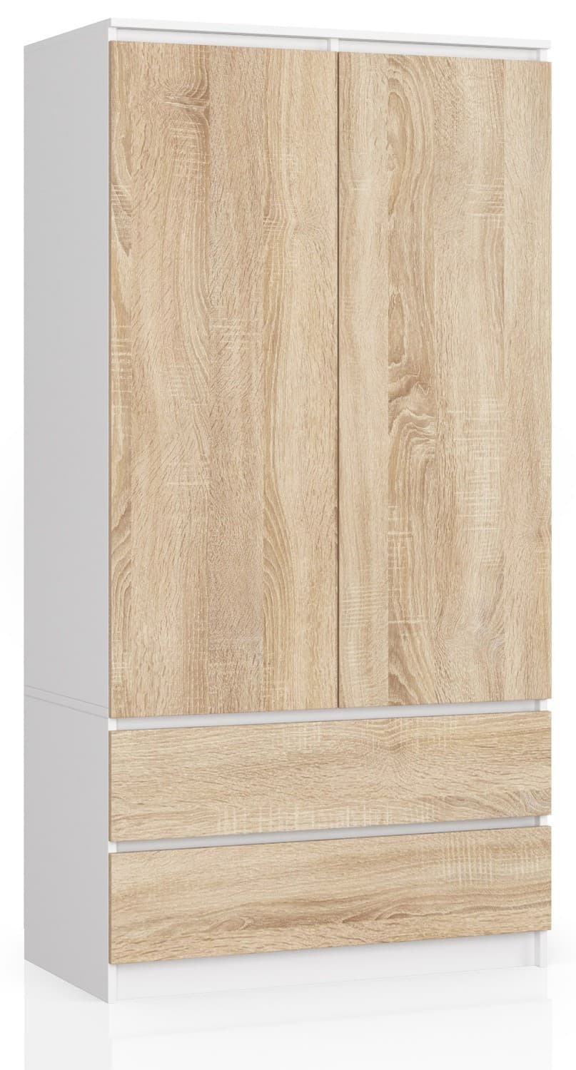 Šatníková skriňa Star 90 cm biela/dub sonoma 1