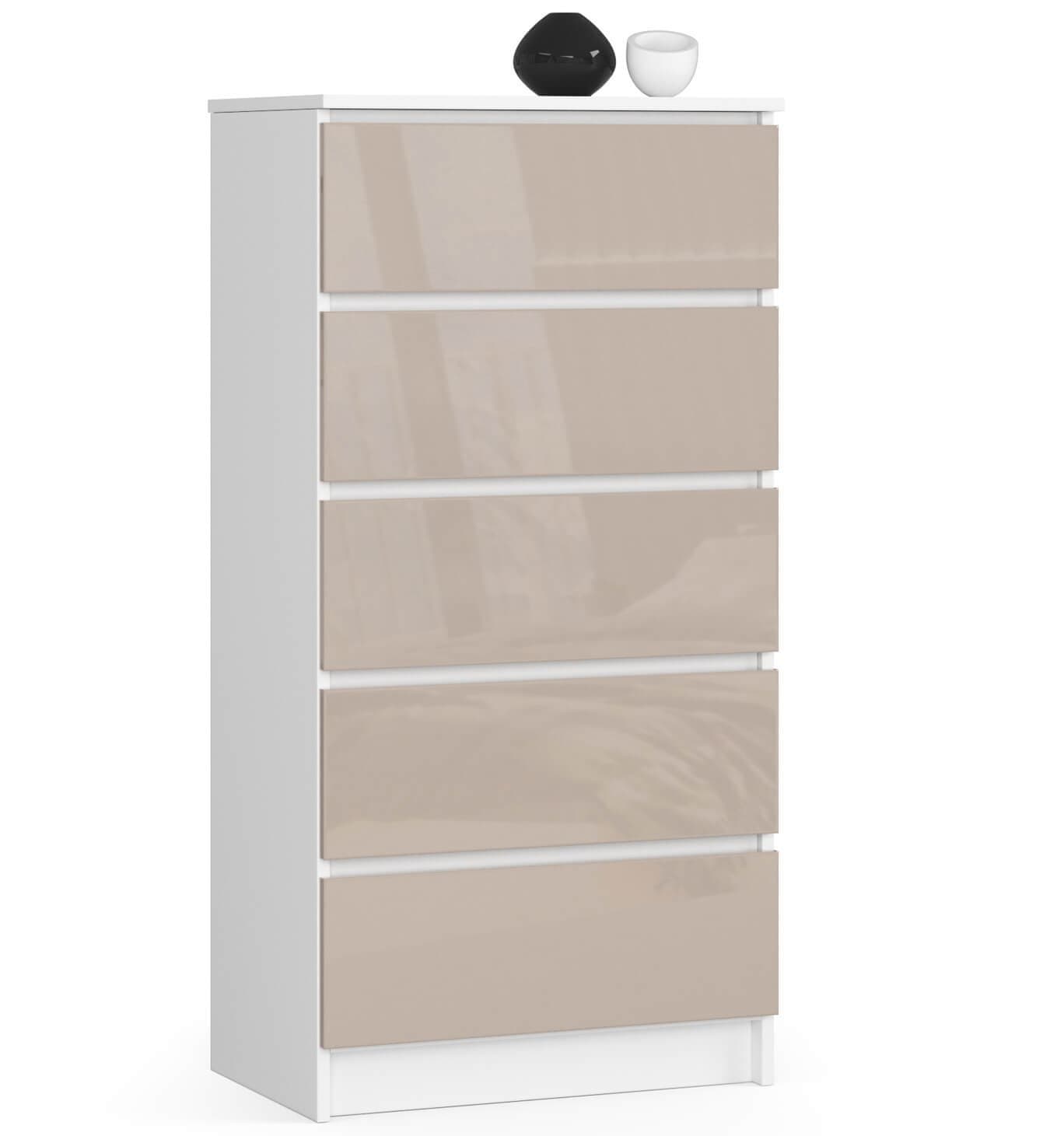 Komoda Kuba 60 cm - 5 zásuviek biela/cappuccino 1