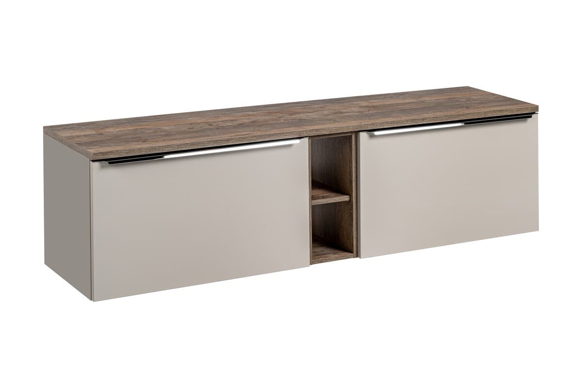 Závesná skrinka pod umývadlo SantaFe s doskou 180 cm taupe/dub santa fe vintage 1