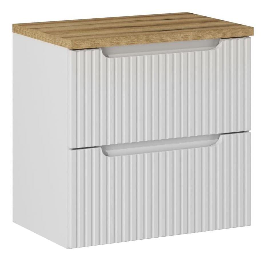 Závesná skrinka pod umývadlo Nova White I s doskou 60 cm biela/dub evoke