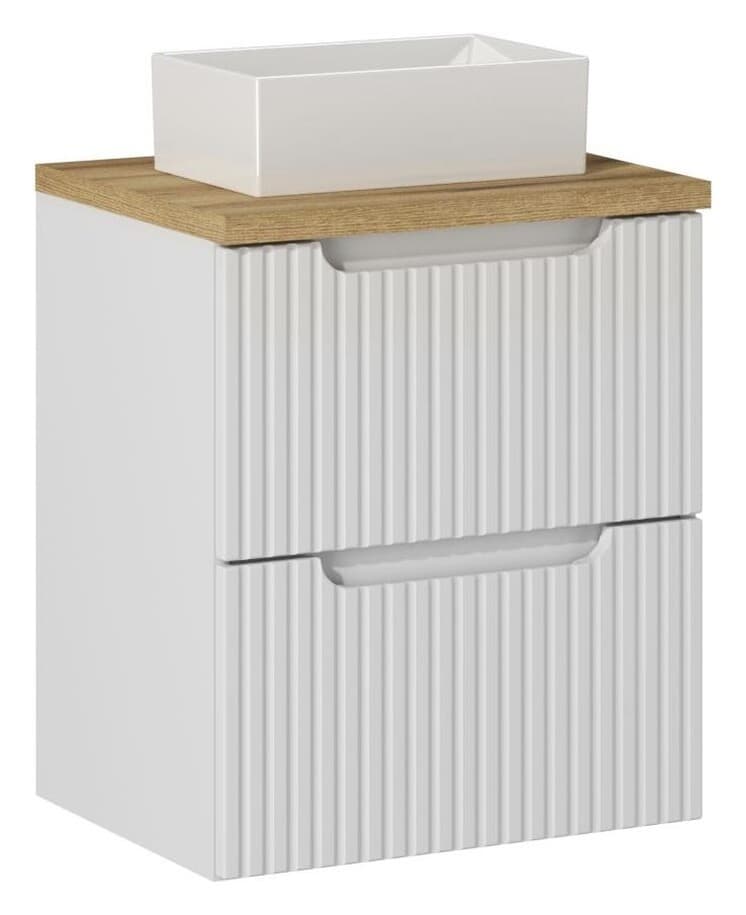 Závesná skrinka Nova White Gaja I s doskou a umývadlom 50 cm biela/dub evoke 1