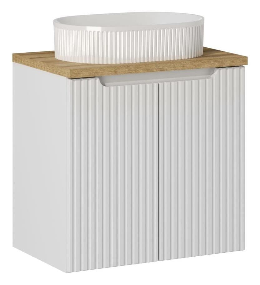 Závesná skrinka Nova White Beyond s doskou a umývadlom 60 cm biela/dub evoke