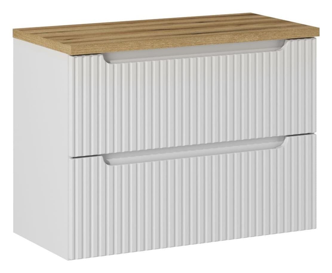 Závesná skrinka pod umývadlo Nova White I s doskou 80 cm biela/dub coast evoke 1